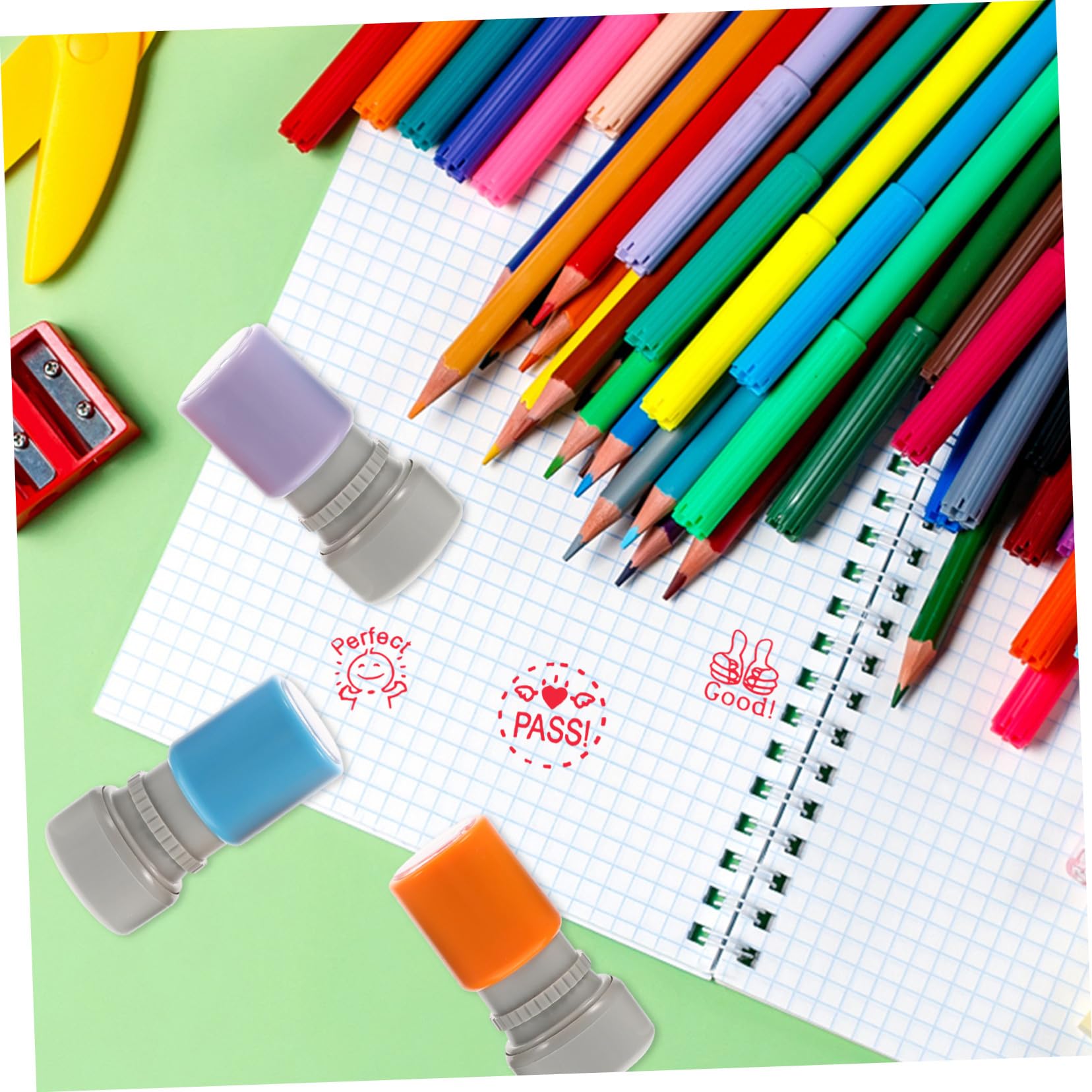 EXCEART 18pezzi Timbri Per Insegnanti Timbri Educativi Con Design Cartone Perfetti Per Riconoscimenti e Attività Scolastiche Facili Da Usare Casual Per Decorare Card e Scrapbook