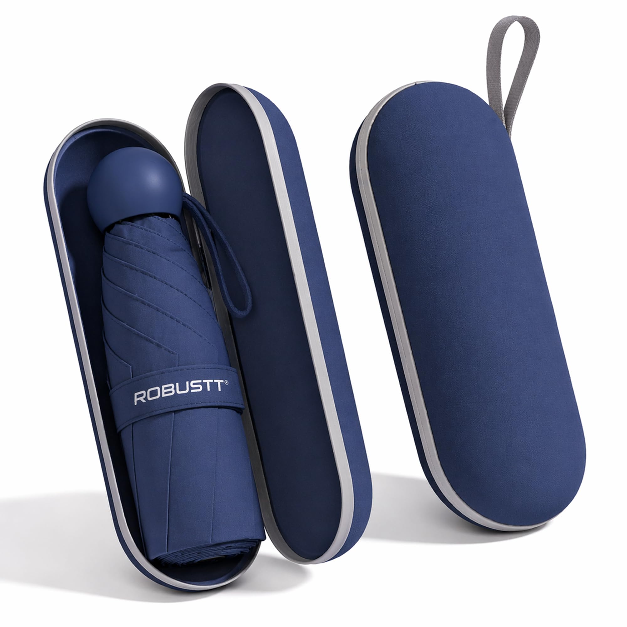 Robustt Capsule Mini Foldable Travel Umbrella | Dark Blue | UPF 50+ UV & Rain Protection | 3 Fold Compact | for Women, Men & Kids | Windproof, Waterproof, Pocket-Size with Storage Case-image-6
