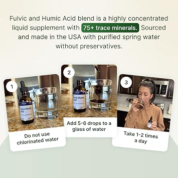 Fulvic Humic Acid 75 + Ionic Trace Minerals - Plant Derived in USA - Fulvic Acid Minerals Concentrate for Energy, Gut Health and Hydration- 1 gram of Liquid Supplement per Serving - 2 oz.