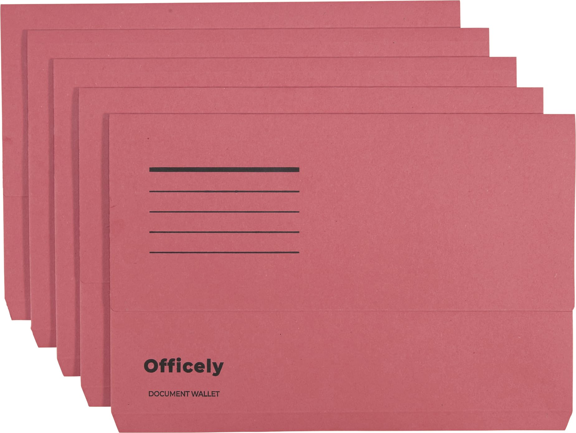 Officely Foolscap Document Wallets 285gsm - Red (Pack of 5)