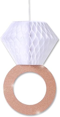 Miniatura 7 de Decoraciones de fiesta de compromiso, suministros de despedida de soltera, decoraciones colgantes de anillo de panal de abeja, anillos de diamantes