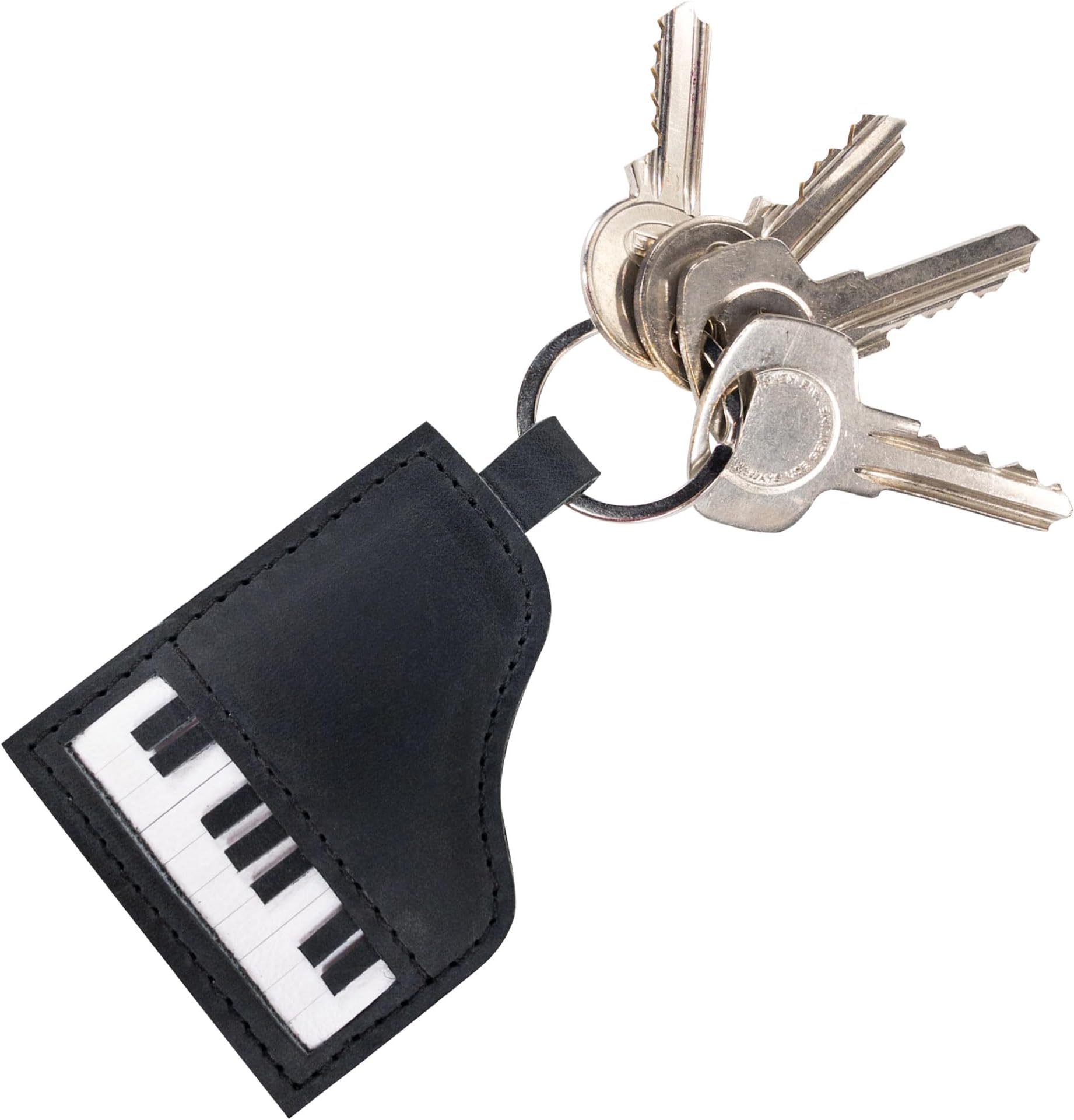 tocame, Piano-Shaped Keychain, Key Organizer Holder, Musical Keyring, Accessory for Musicians, Full Grain Leather, Handmade, Charcoal Black