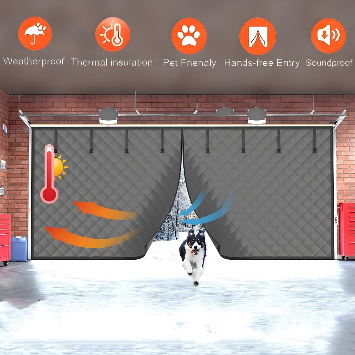 HYQNG Kit D'isolation De Porte De Garage, écran De Porte De Garage Pour L'hiver, Rideau De Porte