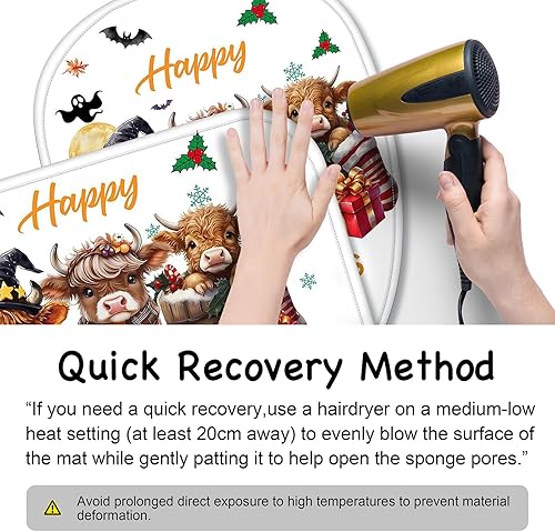 Miniatura 7 de Aperturee Juego de cortina de ducha de Halloween con tapete de baño de 72 x 72 pulgadas, alfombra en forma de U, cubierta de inodoro y 12 ganchos,