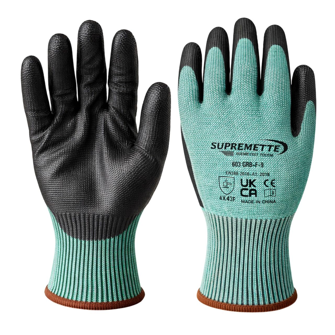Supreme TTF Level F Cut Resistant Work Gloves EN388 4X43F Palm Coated Grip Heavy Duty Industrial Pack of 6 Pairs (XL | 10)