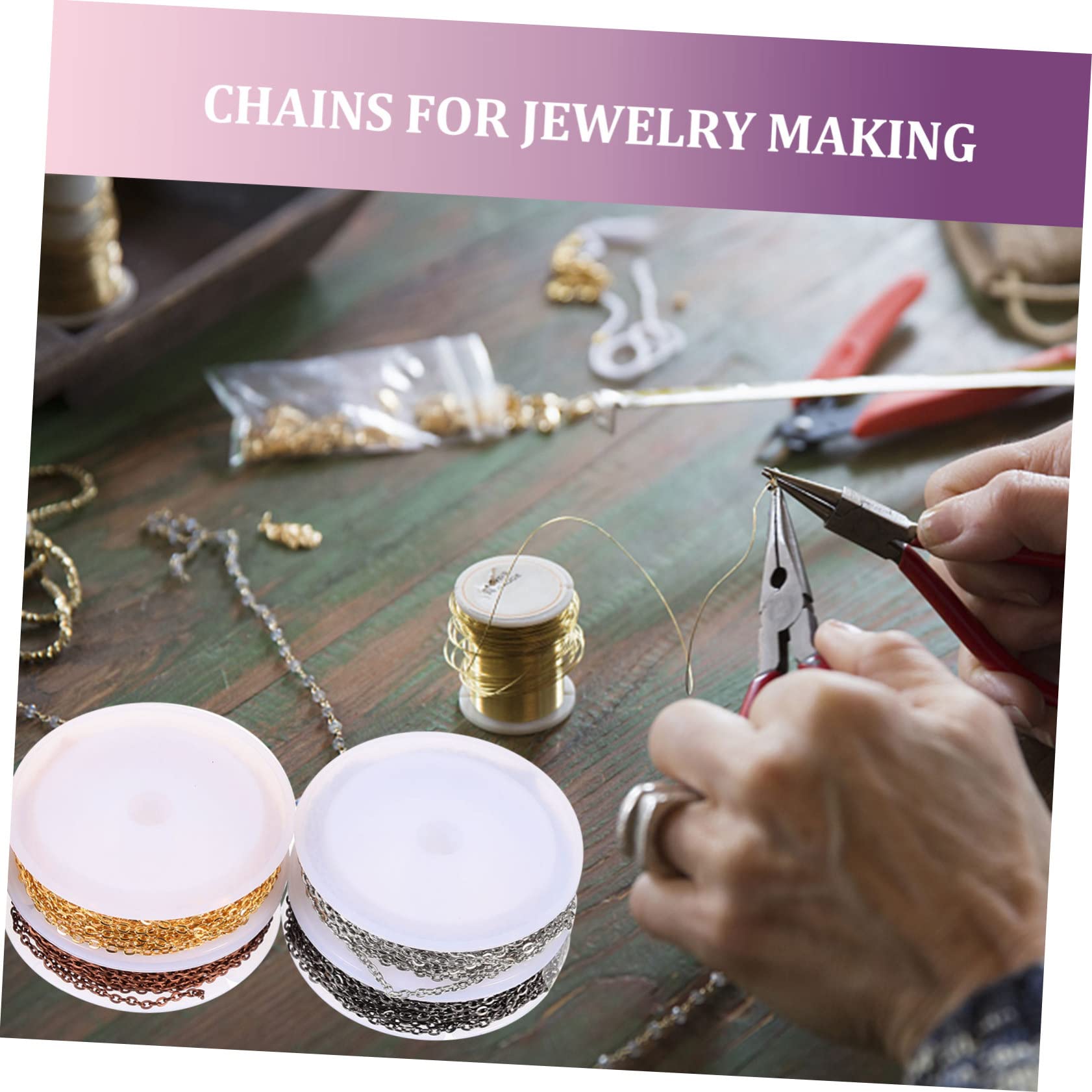 Angoily Catene per Creazione Gioielli Kit Accessori Gioielli Moschettoni Anelli di Congiunzione Catene per Bracciali Collane Fai da Te Materiale Versatile per Manutenzione Decorazione