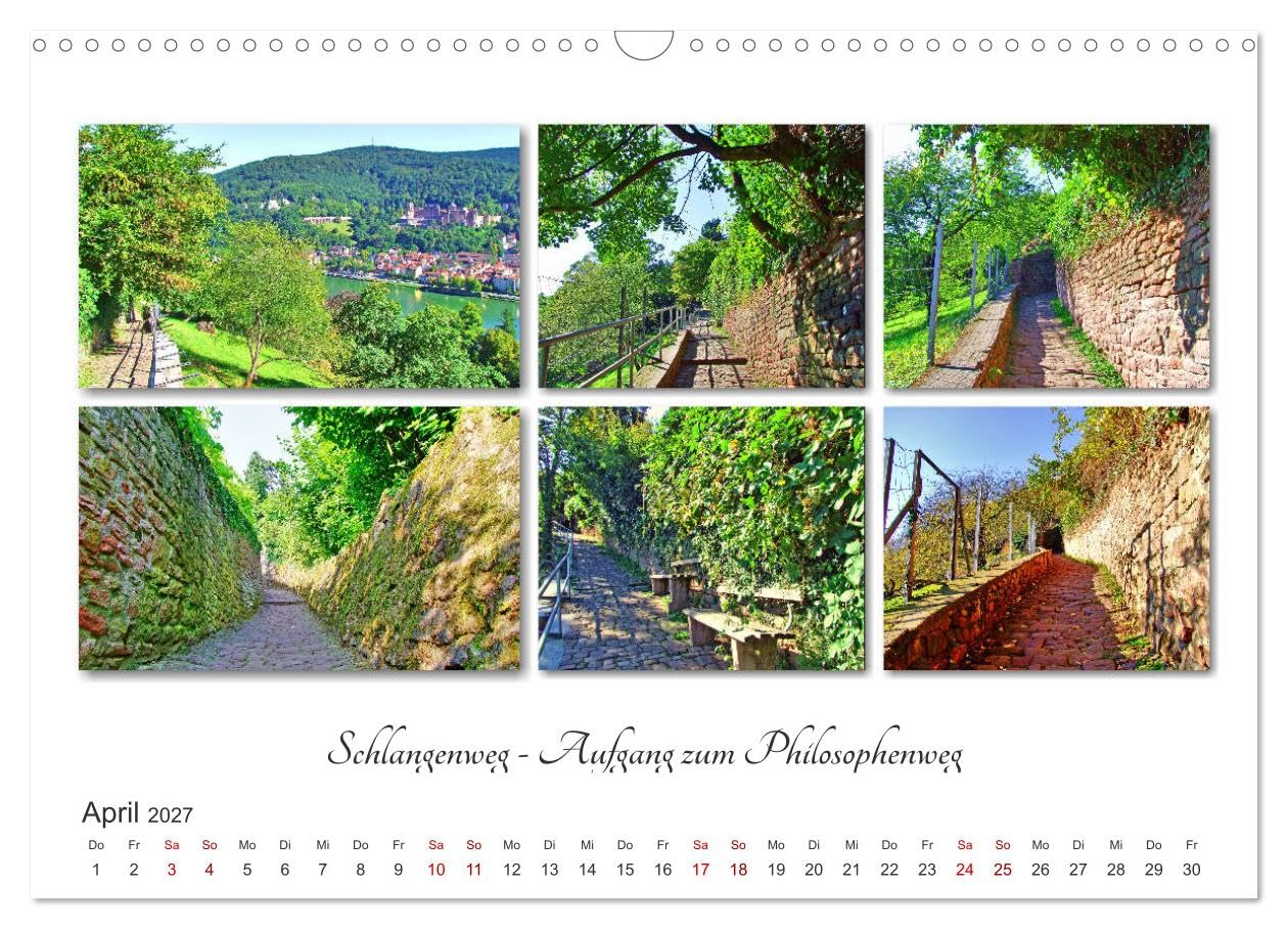 CALVENDO - Heidelberg Fotocollagen (Wandkalender 2027 DIN A3 quer), Monatskalender: Historische Orte in Heidelberg