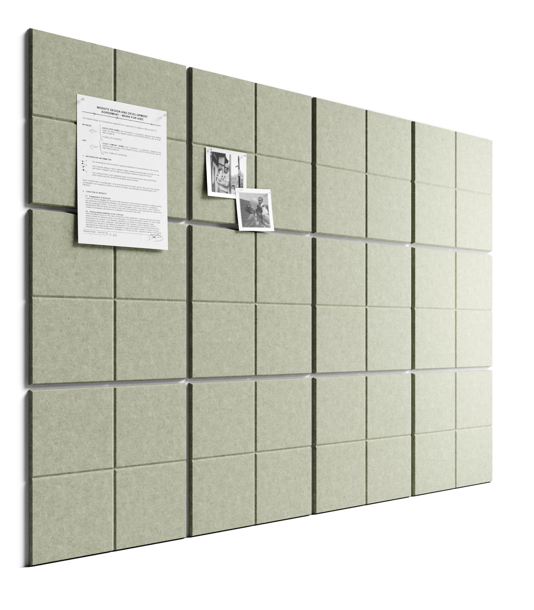 Bumusty Large Felt Bulletin Board 48" x 36" Cork Board Alternative12 Pack with 70 Safe Removable Adhesive Tabs, Cork Boards for Walls for Home Office Classroom Pin Board-Sage