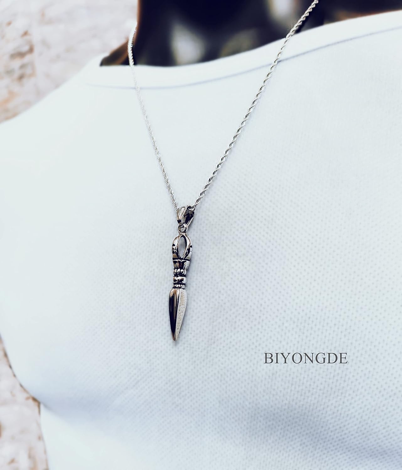 Stainless Steel Spearhead Arrowhead Pendant, 24 inches Chain Necklace, Retro Style, Unique - Image 3
