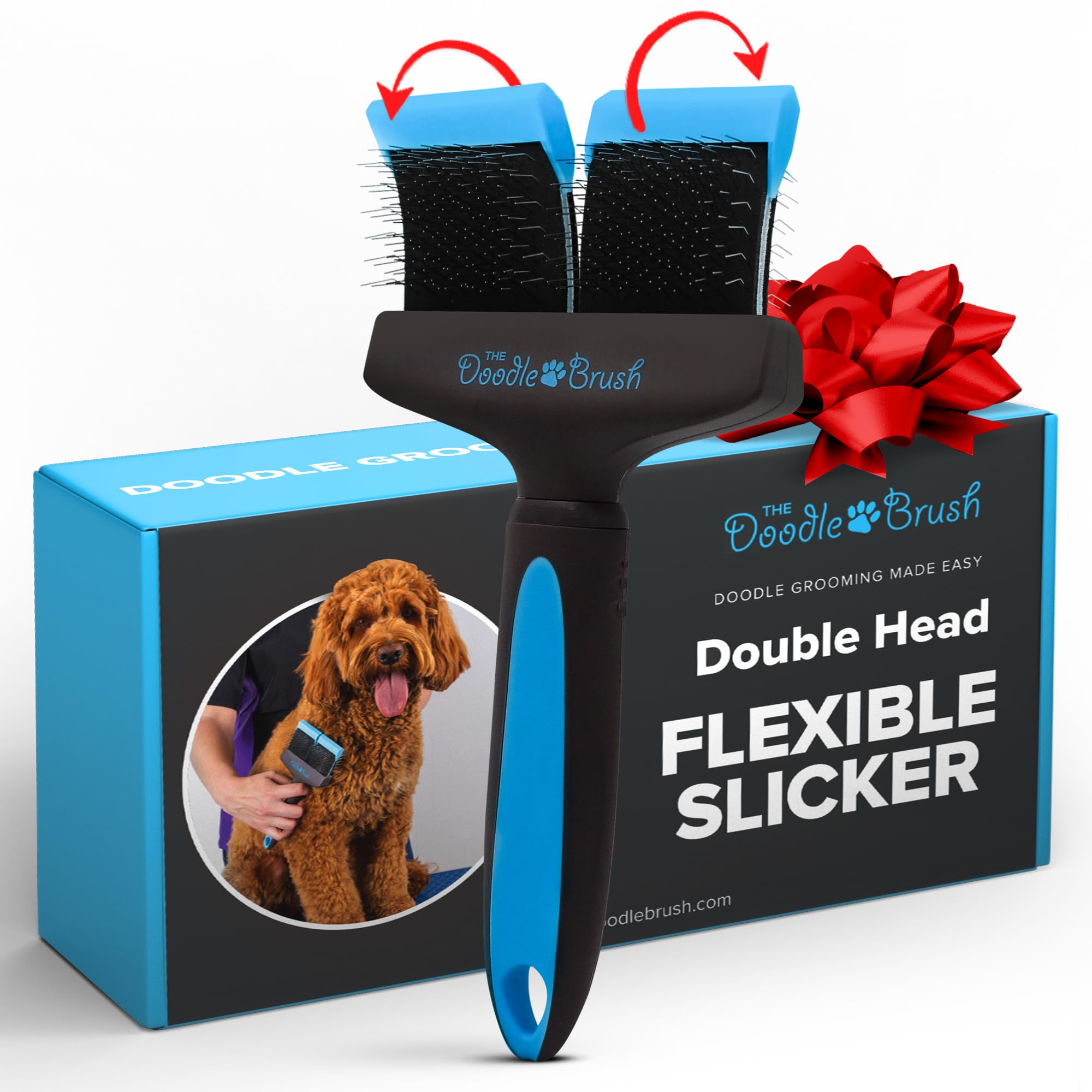 Doodle Brush for Dogs - Dog Hair, Dog Brush for Poodles, Goldendoodle, Bernedoodle - Flexible Head Slicker for Dogs, Poodle, Labradoodle, Sheepadoodle - Dual Head