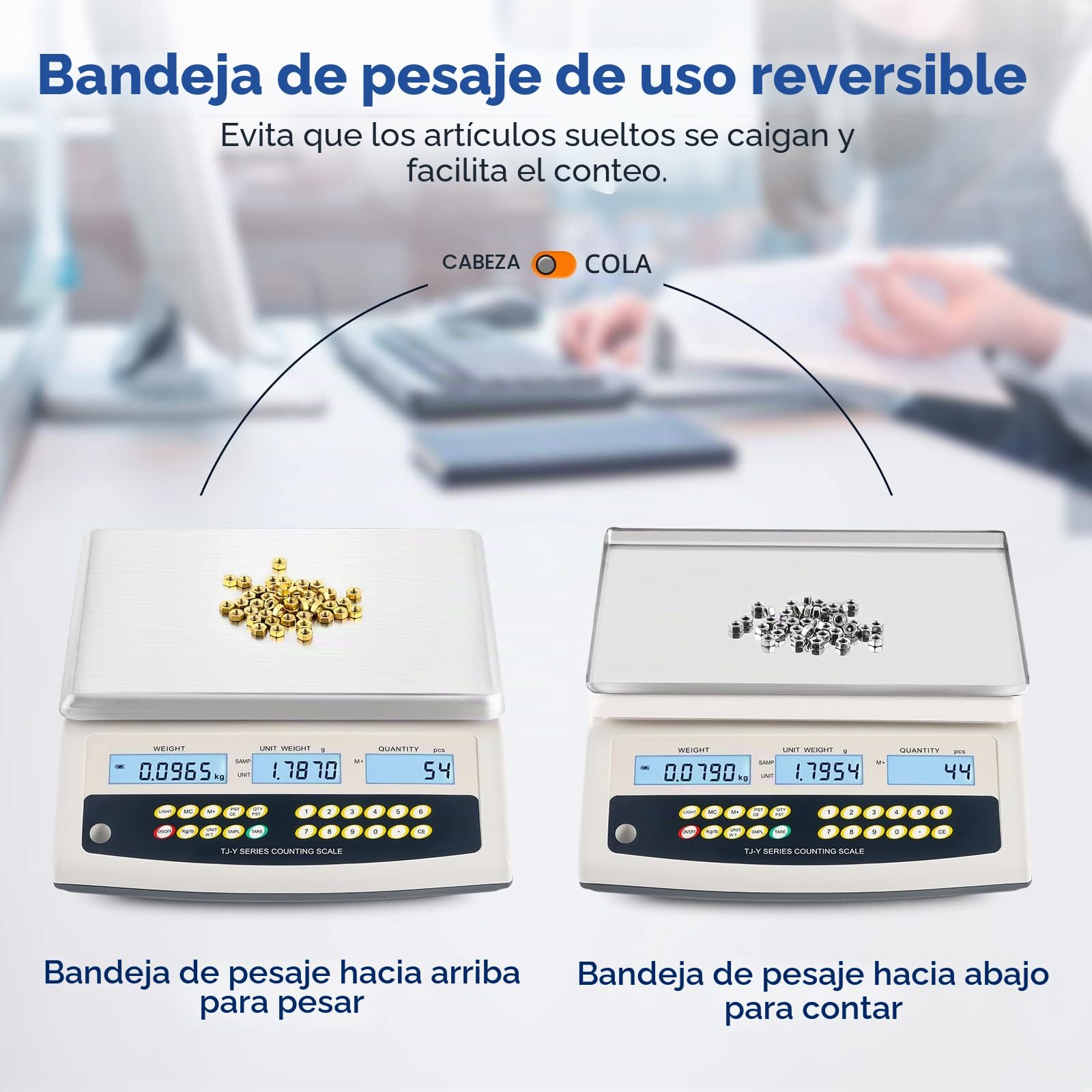 Bonvoisin Báscula Cuentapiezas Digital 6 kg x 0,1 g | Báscula Industrial de Alta Precisión Todo en Uno con Tara, Conteo y Alarma | Salida de Datos RS232 y Batería Recargable | Para Piezas y Monedas