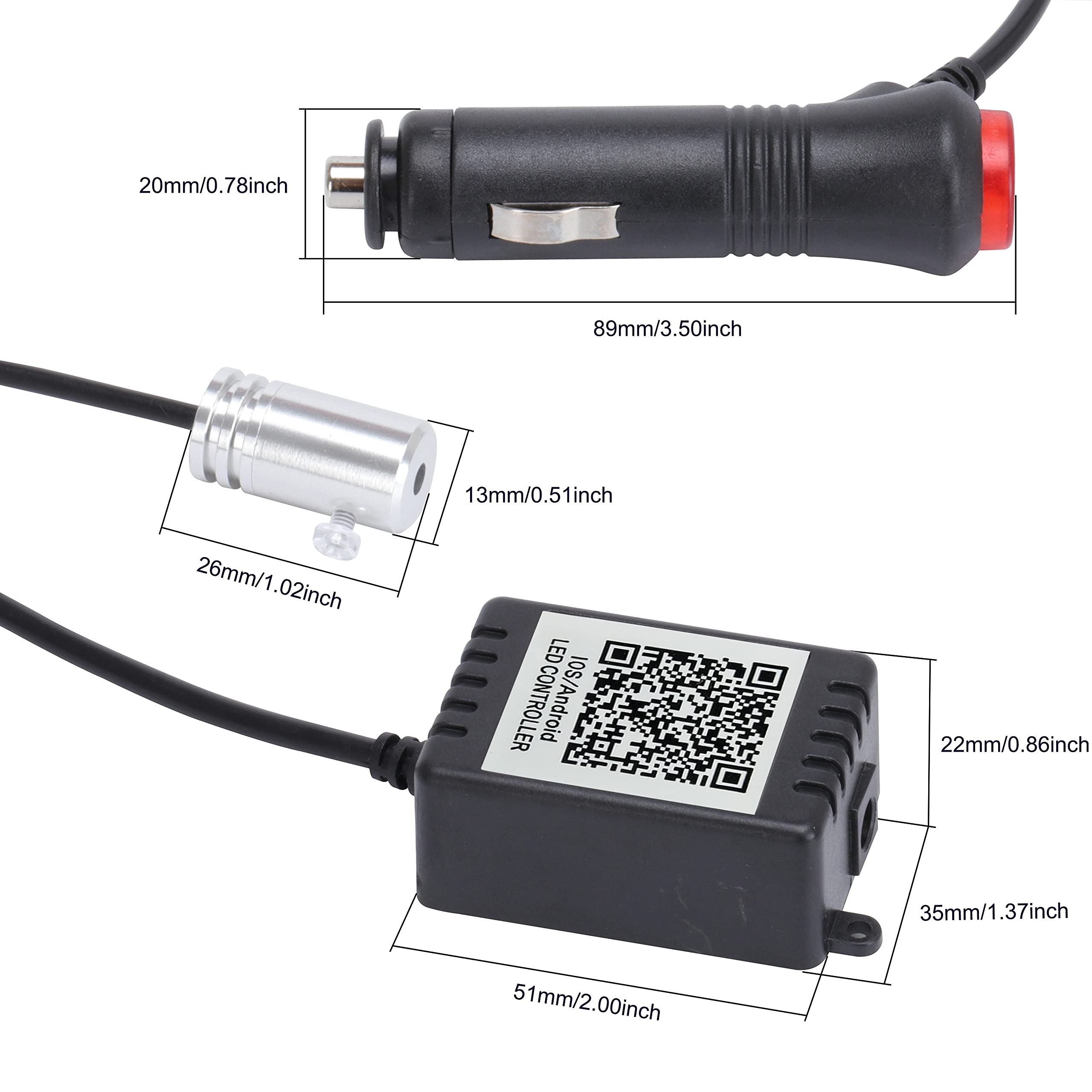 TABEN Luz Ambiental del Coche RGB Control Remoto + App Control Lámpara de luz Decorativa Montaje de Bricolaje Tubo de Fibra óptica Flexible 64 Colores Iluminación Interior Atmósfera Luz 1W DC 12V 8m — view 8