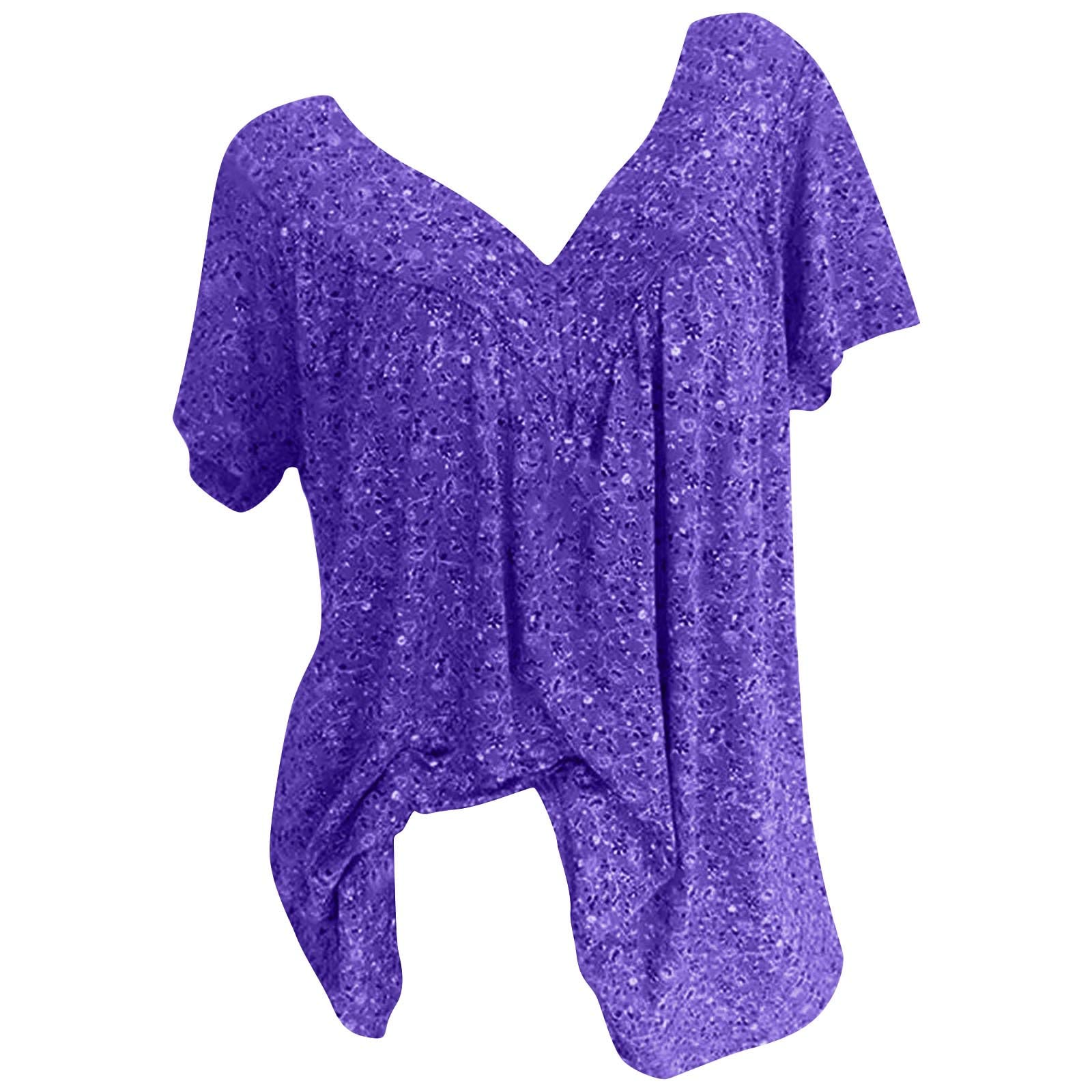 NUSGEAR 2023 Camiseta Manga Corta Mujer, Verano Moda Impresión Blusa Camisa Plisada Cuello en V Basica Camiseta Suelto Fluido Tops Casual Fiesta Cómodo T-Shirt Original tee Talla Grande