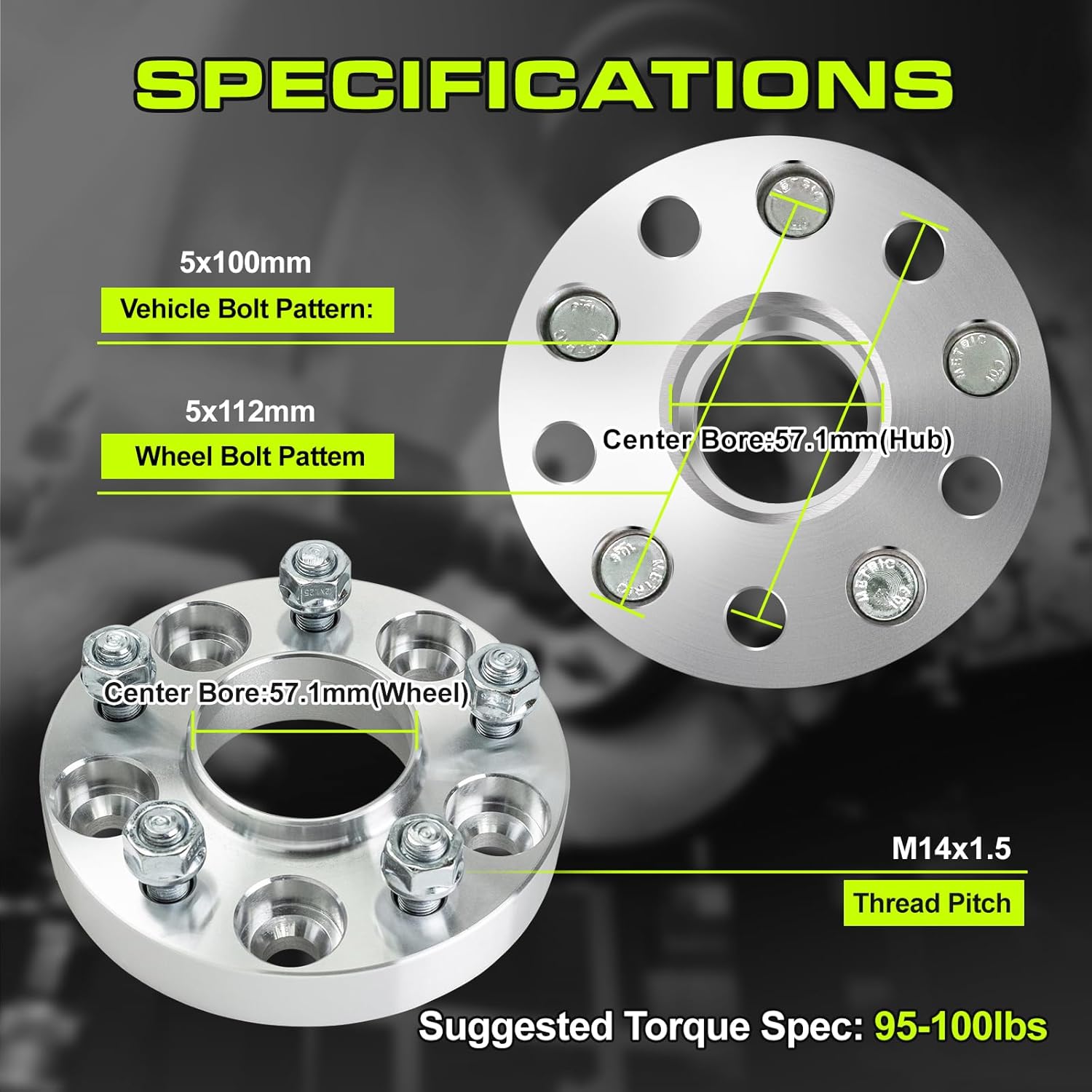 Customadeonly 20mm Thick 5x100 to 5x112 Forged Hubcentric Wheel Adapters(2pcs) M 14x1.5 Studs 57.1mm Hub Bore to Mount 5x112 Wheel Compatible for Audi & VW