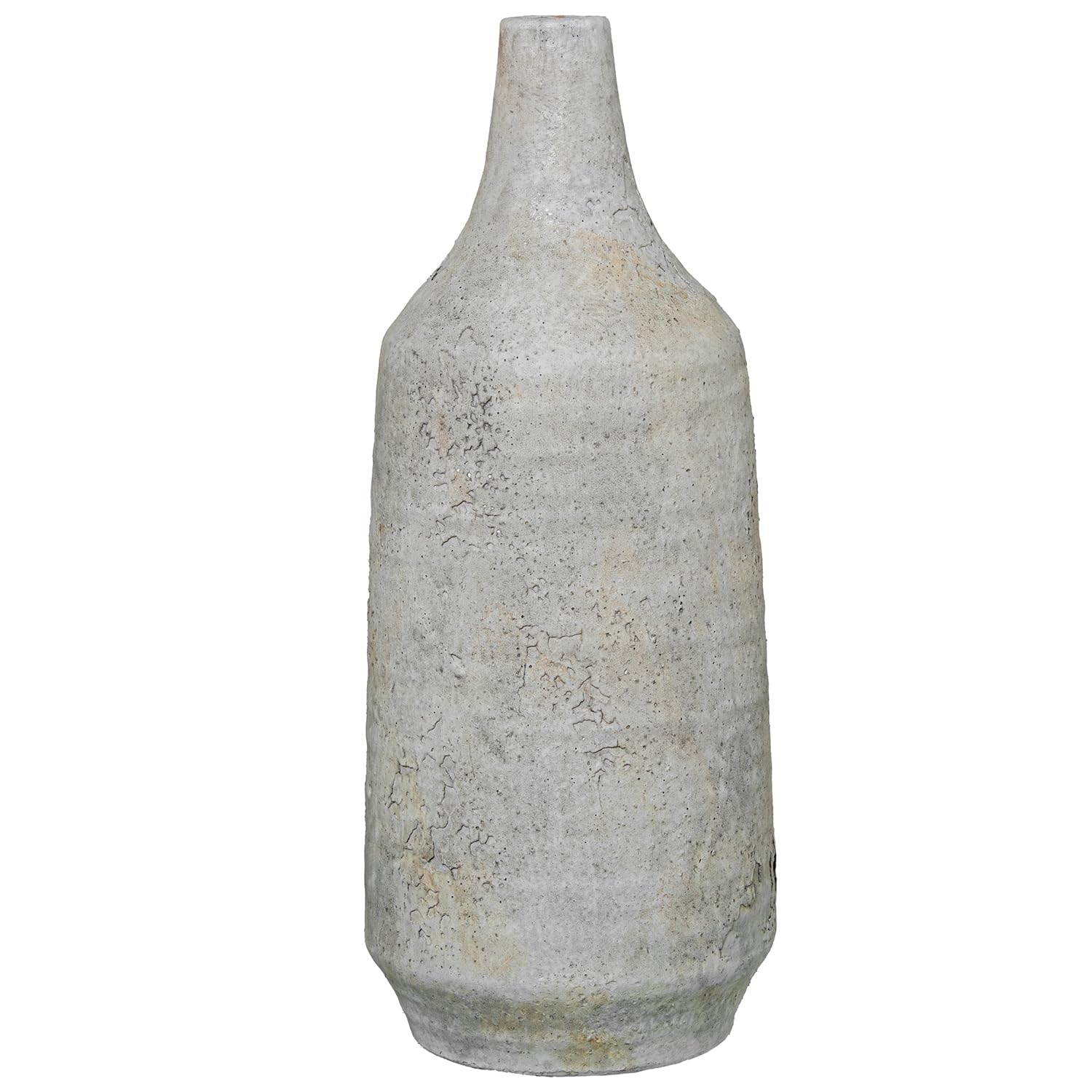 JARRÓN BOTELLA CERÁMICA 37CM BLANCO RÚSTICO_°15X37CM