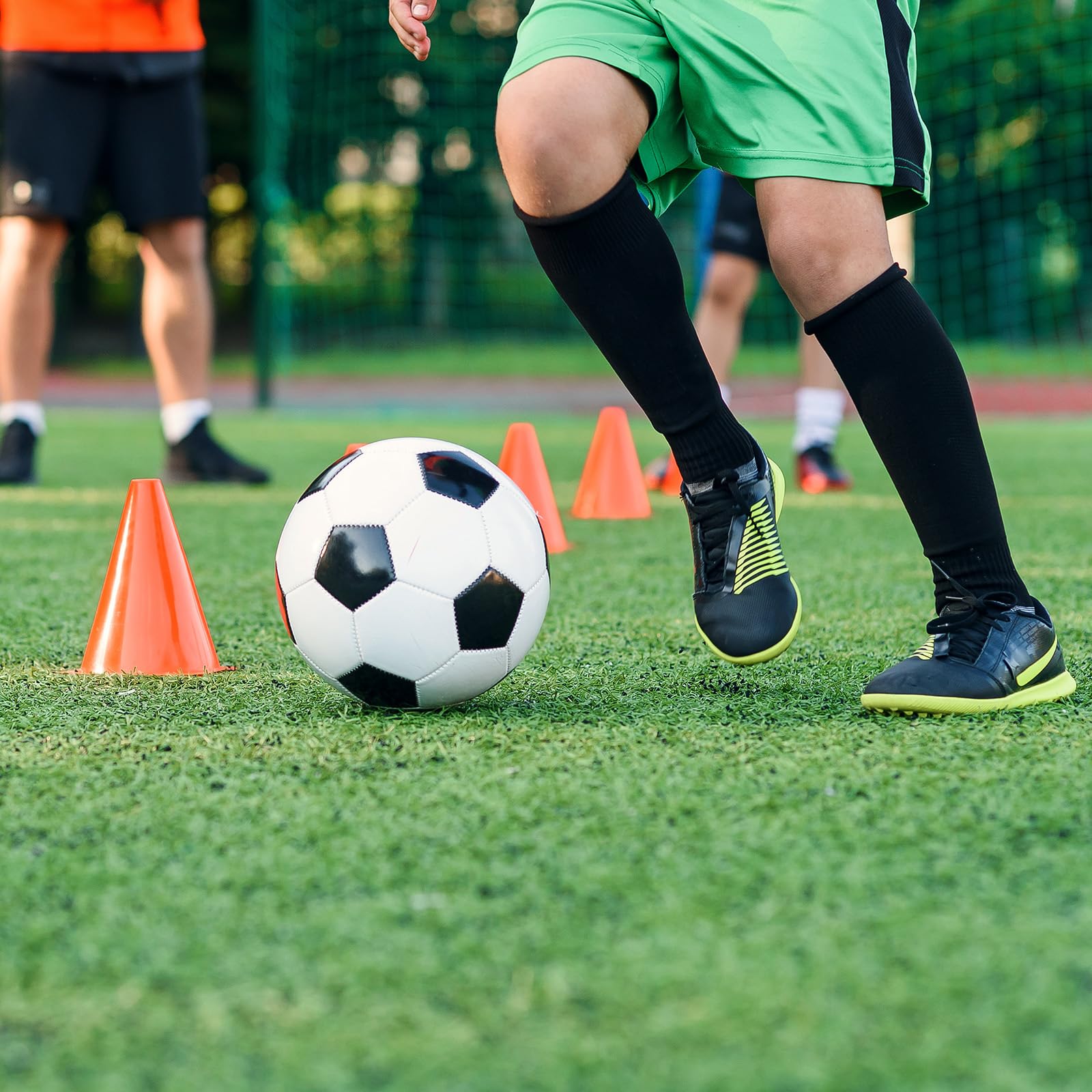 PATIKIL 7" Fútbol Conos, 24 Paquete Plástico Tráfico Entrenamiento Agilidad Campo Marcadores con Transporte Bolsa para Exterior Actividad Práctica, Amarillo