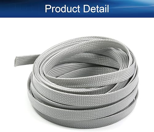 Vista 20 de Bettomshin 1 funda de organización de cables de 32.8 pies (32.8 ft) de ancho, protector de cable gris PET de 3/8 pulgadas de ancho, tubo de telar