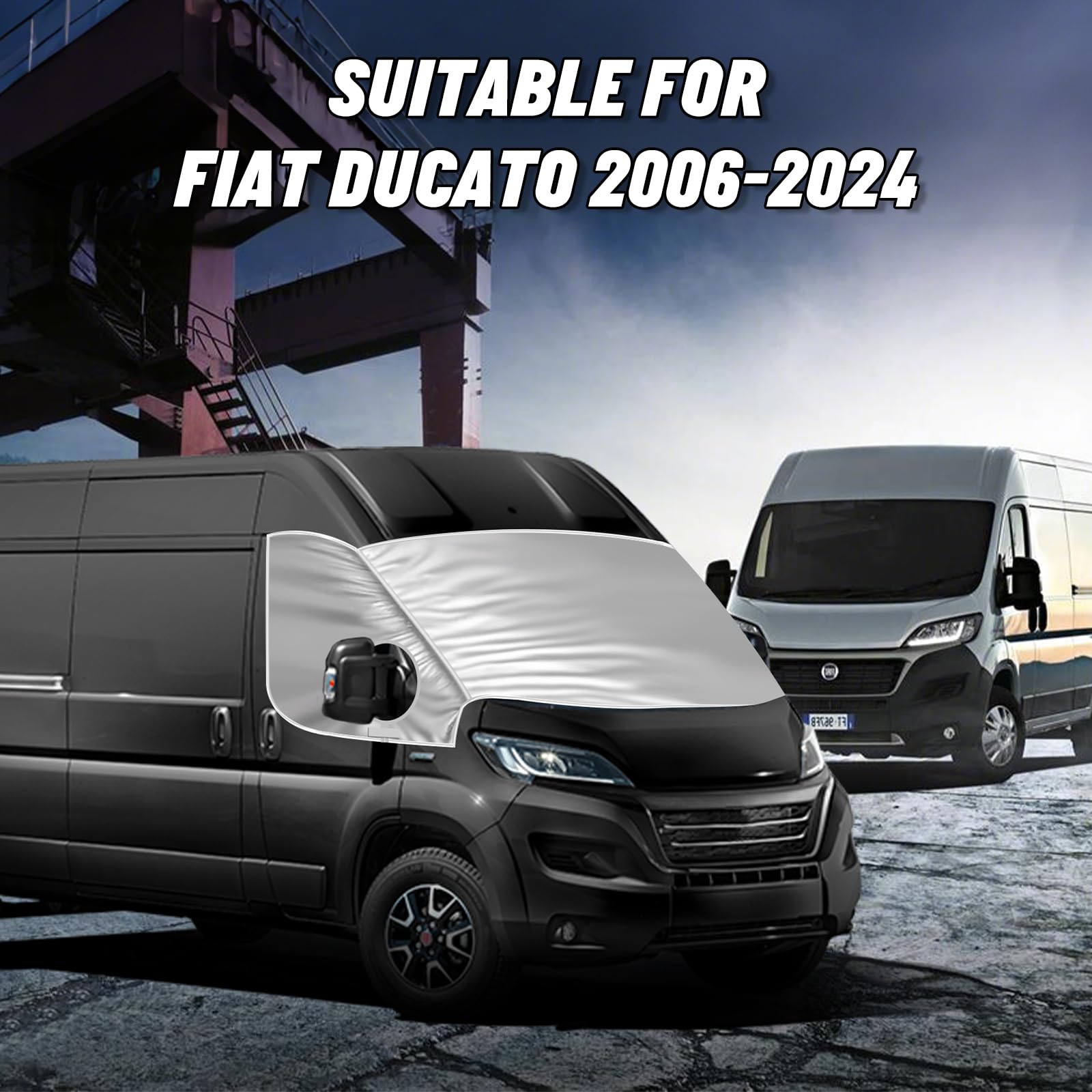 MaxAwe für FIAT Ducato 2006-2024 Auto Windschutzscheiben Abdeckung, Wasserdicht Sonnenschutz Frontscheibe Thermomatten, Blackout Anti-UV/Frost/Ice/Staub Wrap Cover Sonnenblenden für Frontscheibe