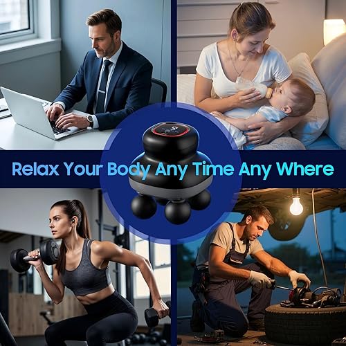 Miniatura 5 de Pistola de masaje masajeador eléctrico para el cuerpo con 4 cabezas, masajeador muscular de percusión manual, masajeador de espalda de tejido