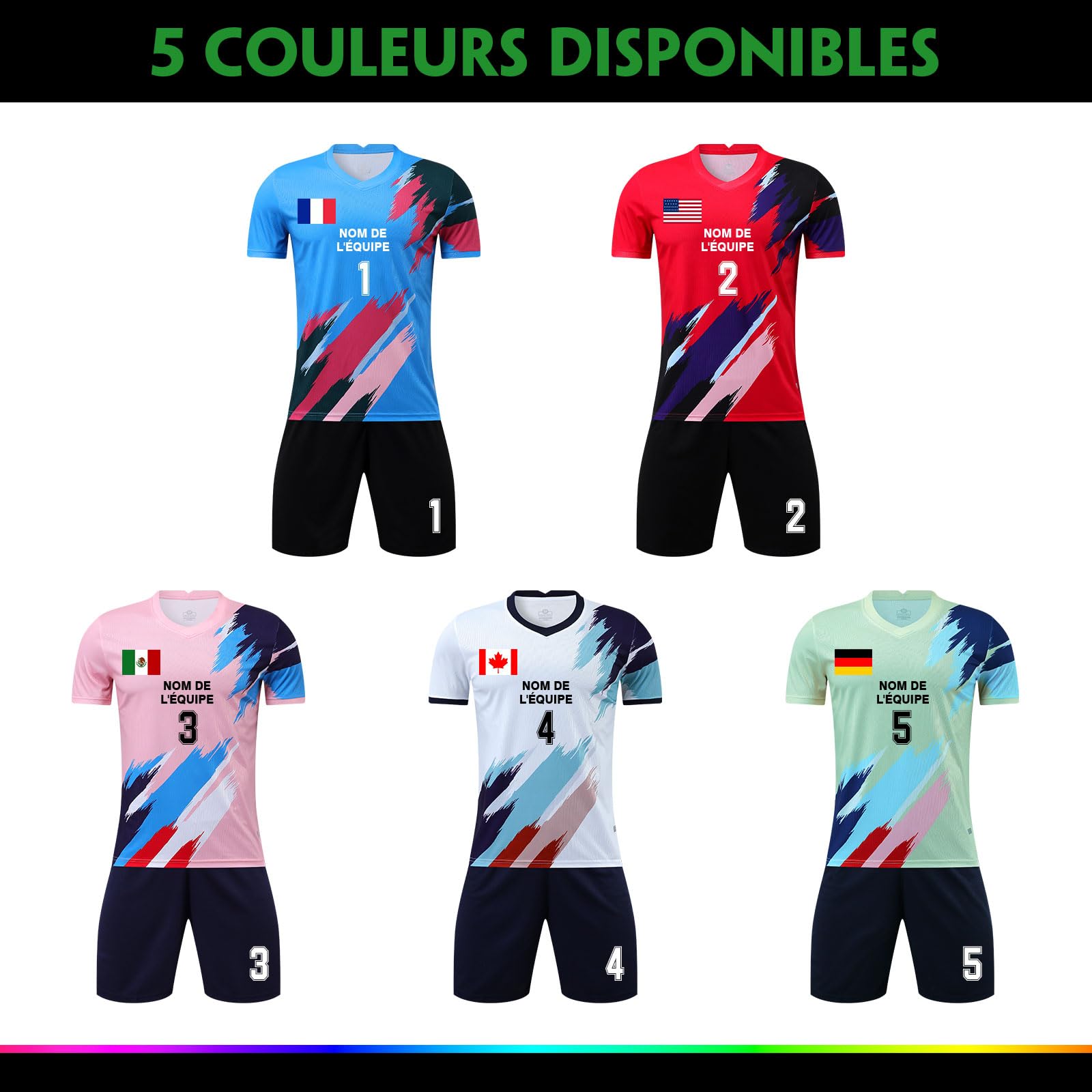LAIFU Maillot de Foot Enfant Personnalisé Adultes Garçon Fille Uniformes de Football Personnalisés Hommes Femmes Nom Numéro Logo