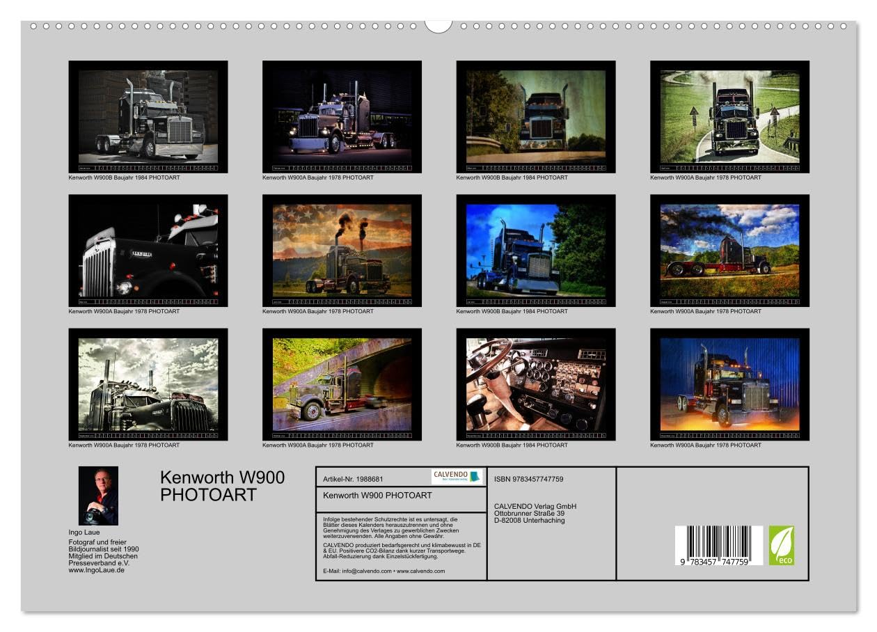 Kenworth W900 PHOTOART (hochwertiger Premium Wandkalender 2026 DIN A2 quer), Kunstdruck in Hochglanz: Oldie - Giganten der Highways ganz kreativ (CALVENDO Mobilitaet)