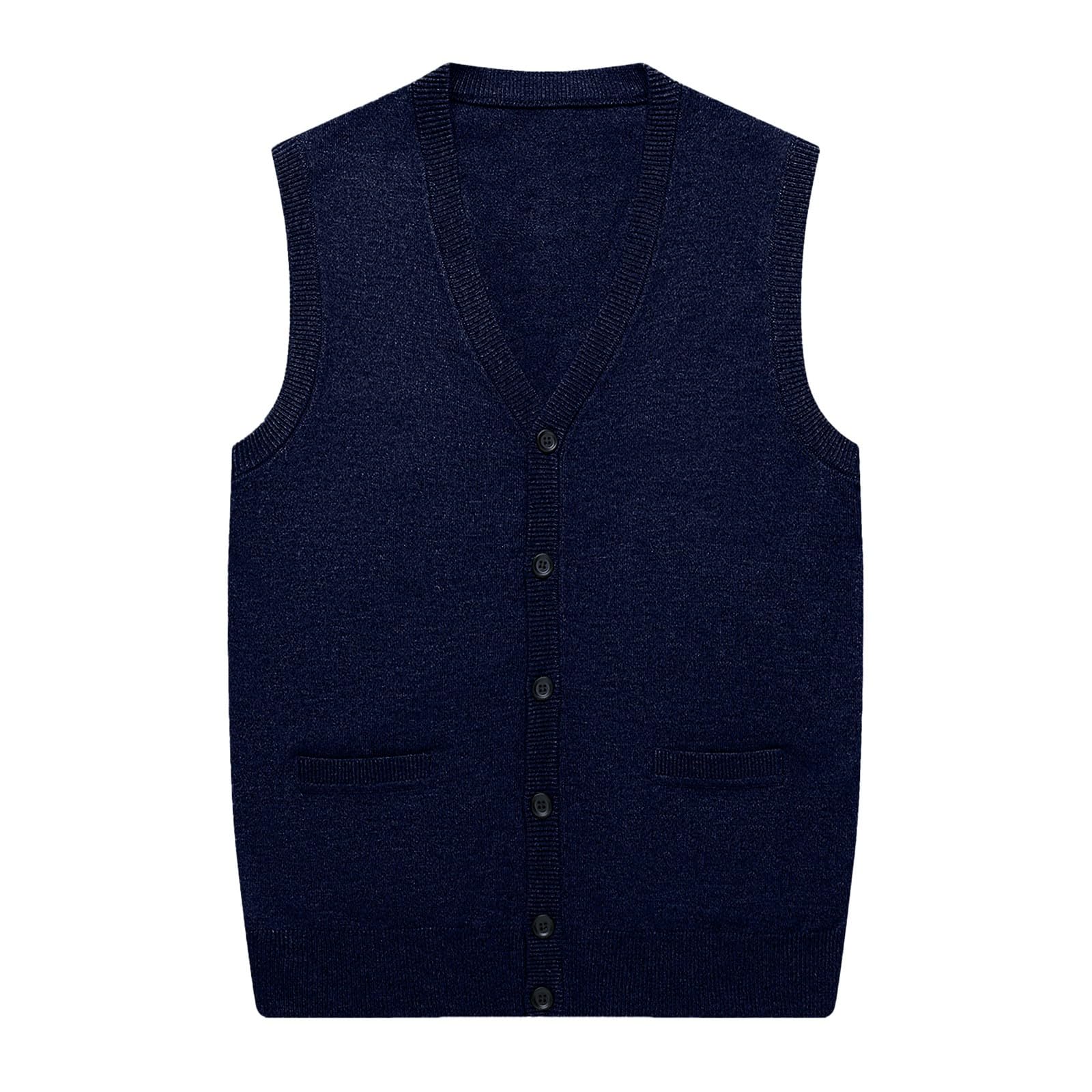Gilet da uomo in maglia con bottoni, slim fit, con scollo a V, senza maniche, morbido misto lana, gilet casual, leggero e traspirante, ideale per ufficio, golf e uso quotidiano