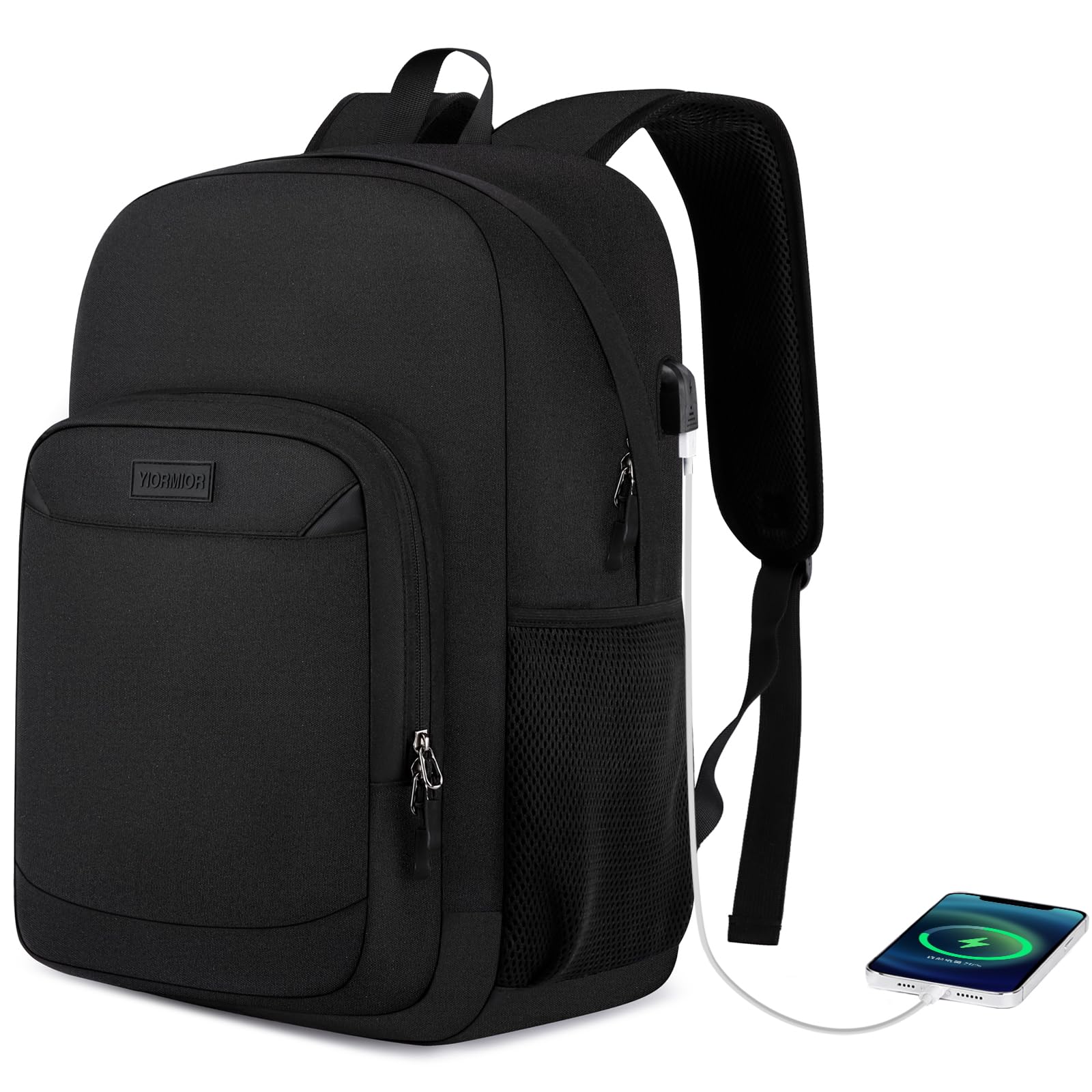 Zaino Uomo Zaino per PC Portatile, 17.3 Pollici Zaino Porta PC con Caricatore USB Media università Impermeabile