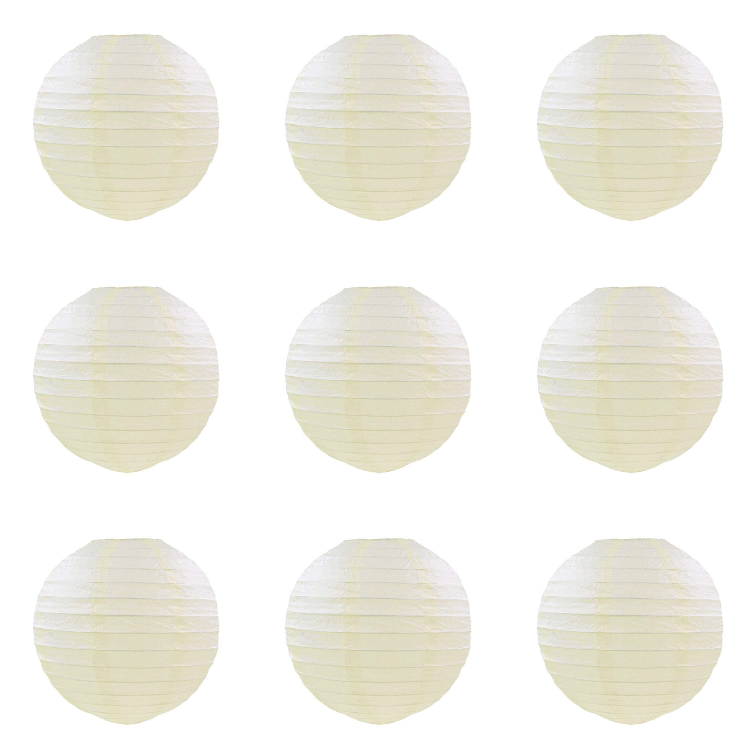 ACVIP Chinese Paper Lantern Lampshade Home Party Wedding Decor, Pack of 9 (16", Off-White)