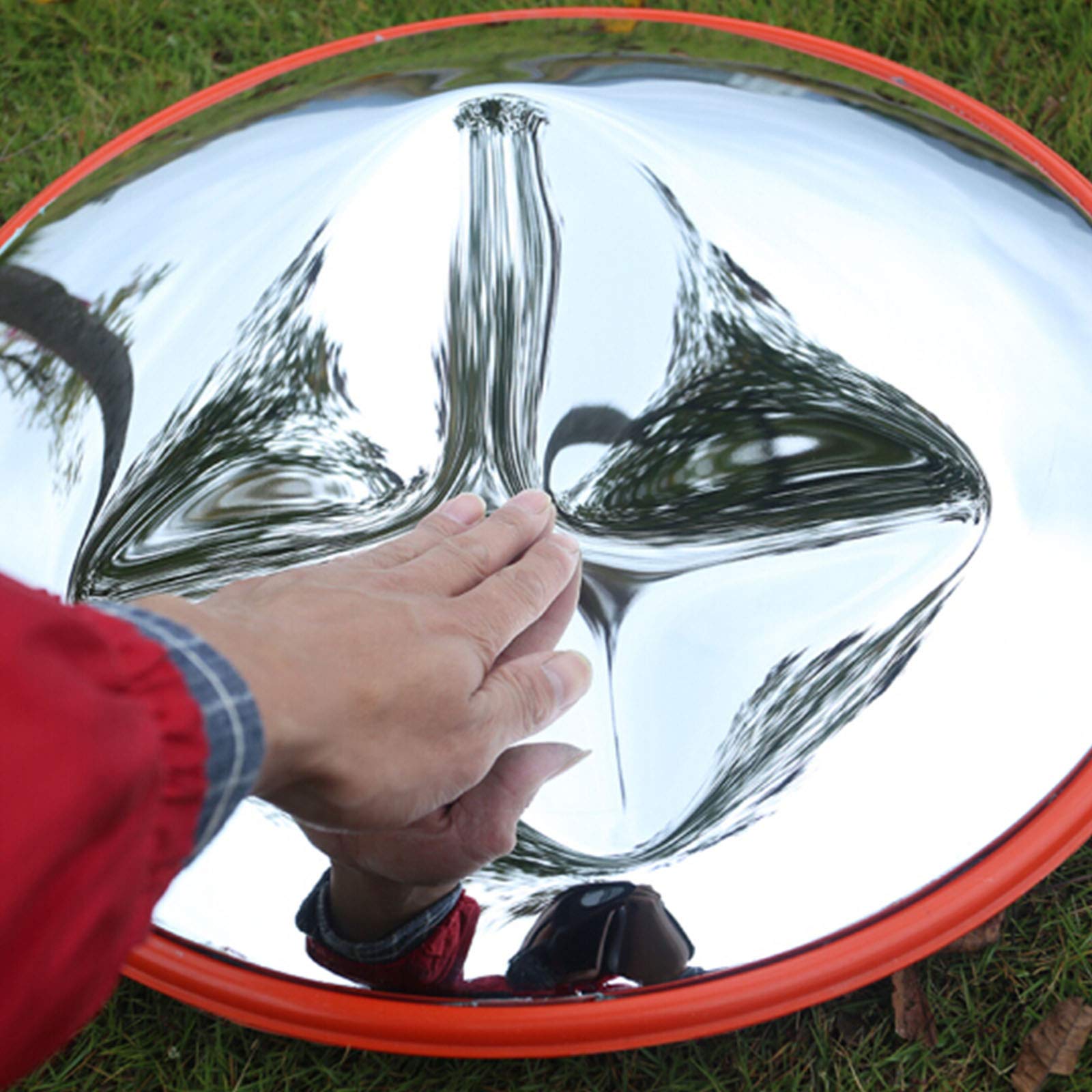 Huini Miroir de signalisation, 45 cm, miroir de sécurité, aide au stationnement, angle de vue grand angle réglable, miroir convexe pour garage, miroir de rue (soutien intérieur et extérieur)