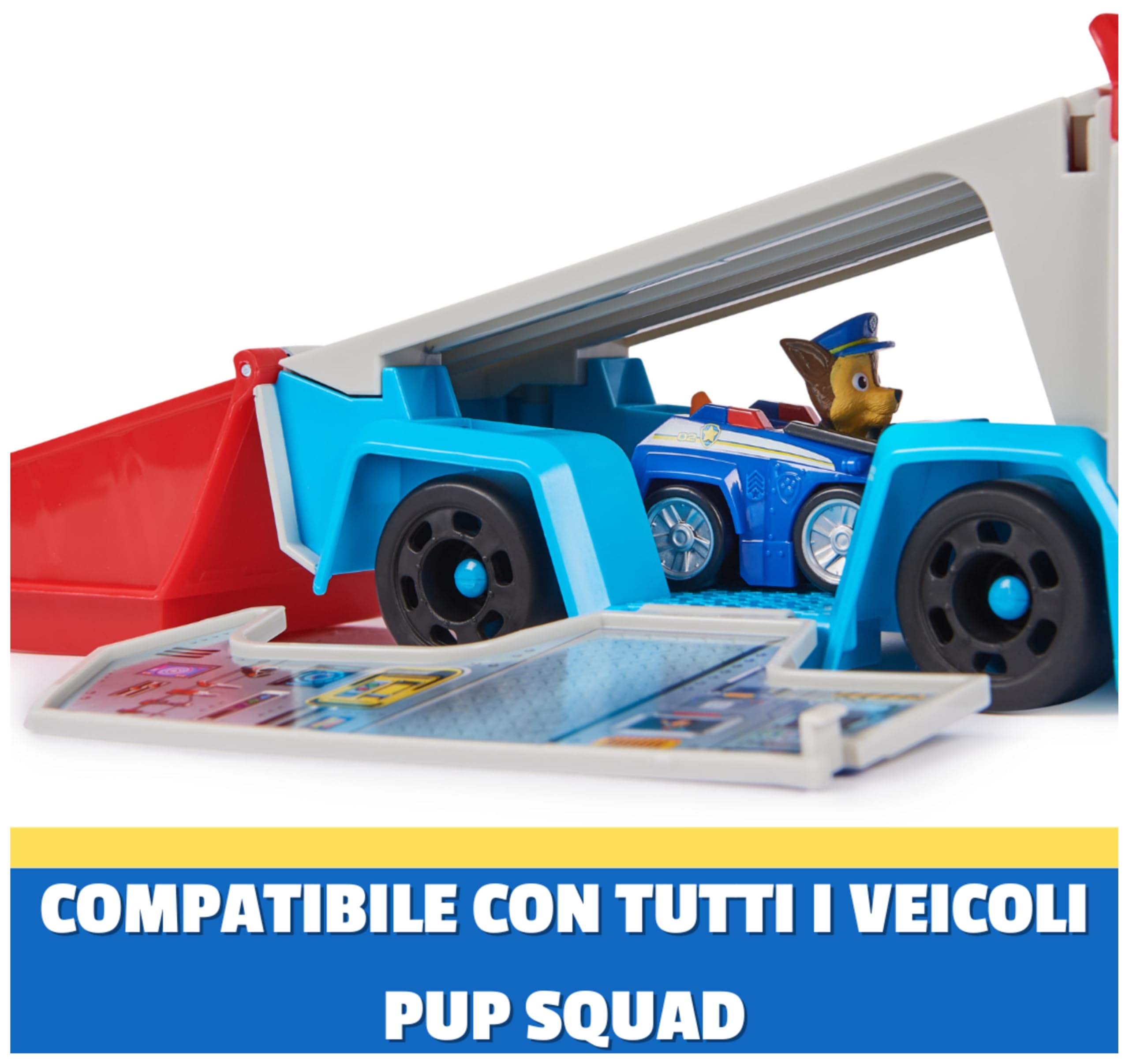 Paw Patrol, Pup Squad Patroller, Veicolo di Squadra, Veicolo Giocattolo con Auto Collezionabile di Chase, Giocattoli per Bambini e Bambine, 3+ Anni