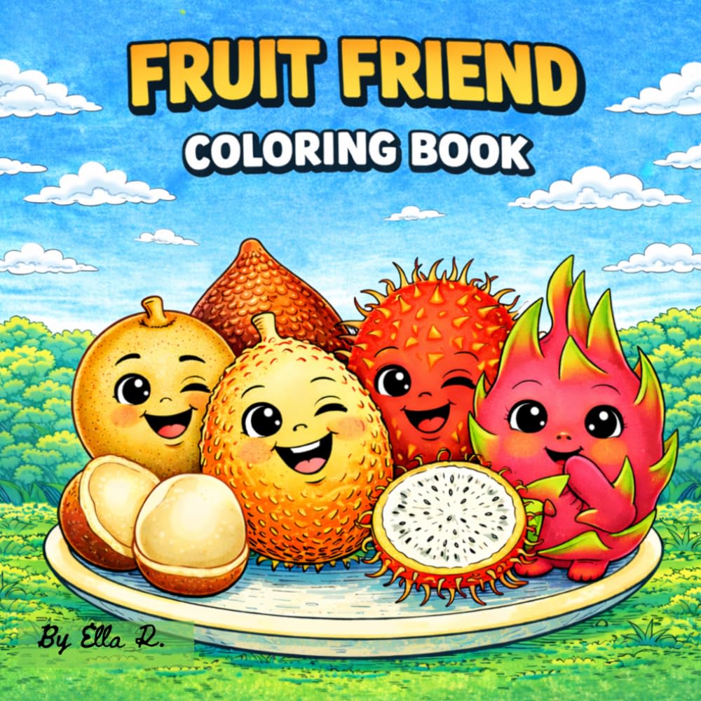 Fruit Friends: Cute Exotic Fruits Coloring Book