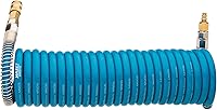 Hazet 9040S-10 Spiral Air Hose - 25ft Flexible Polyurethane, 10mm ID, 145 PSI Max, Swivel Fittings for Pneumatic Tools