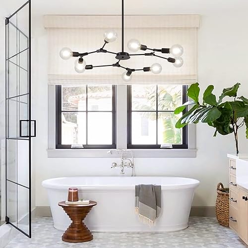 Miniatura 35 de KCO Lighting Modern Sputnik - Lámpara colgante de latón cepillado, lámpara industrial empotrada, lámpara colgante ajustable para sala de estar