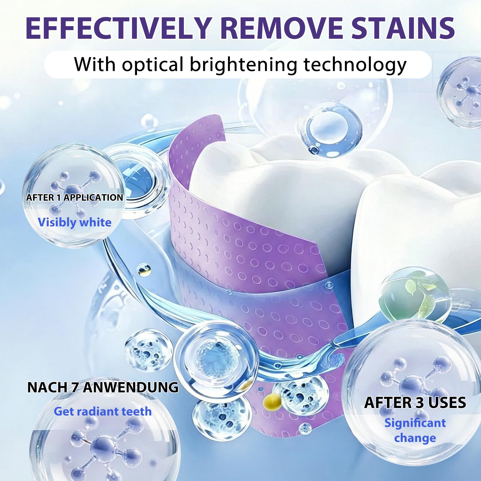 Strisce Sbiancanti Denti Viola – Sbiancamento Denti Rapido a Casa – Sbiancante Denti per Denti Sensibili – Rimuove Macchie Caffè Fumo Vino – 14 Strisce Teeth Whitening Strips - 5