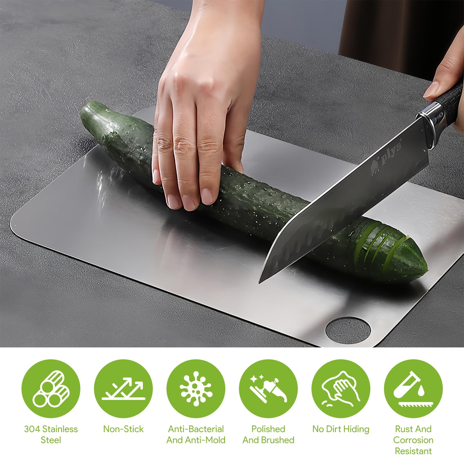 Planche En Titane Planches à Découper Inox 304 - Lot De 2 Tailles - Double Face - 30x19.5cm Et 23.5x14.5cm Planches Acier Inoxydable Cuisine