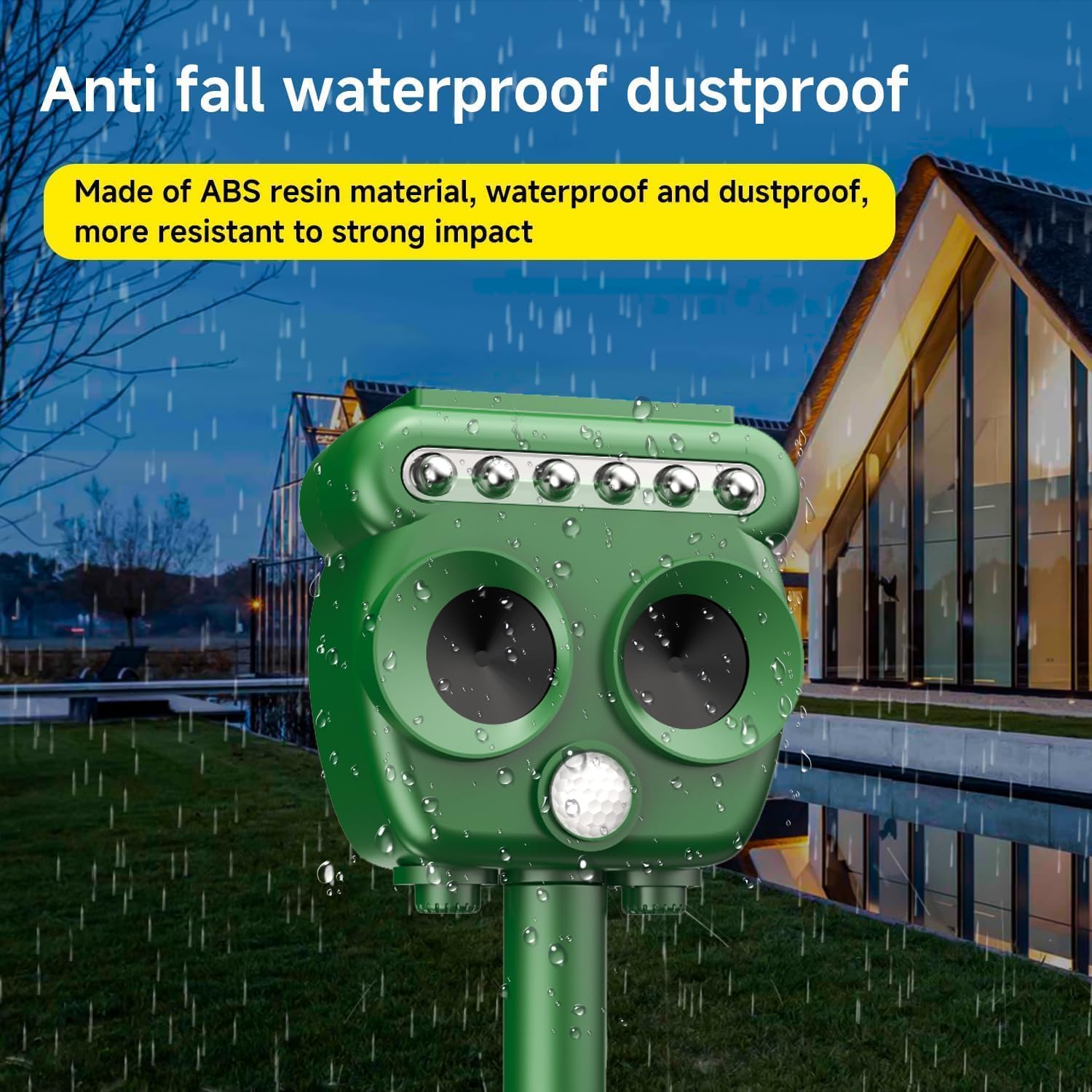 Ahuyentador de Gatos y Animales ultrasónico Solar, Repelente al Aire Libre para Animales con LED Intermitentes, IP66, Impermeable, con frecuencia Ajustable, Impermeable, para Exteriores en céspedes y