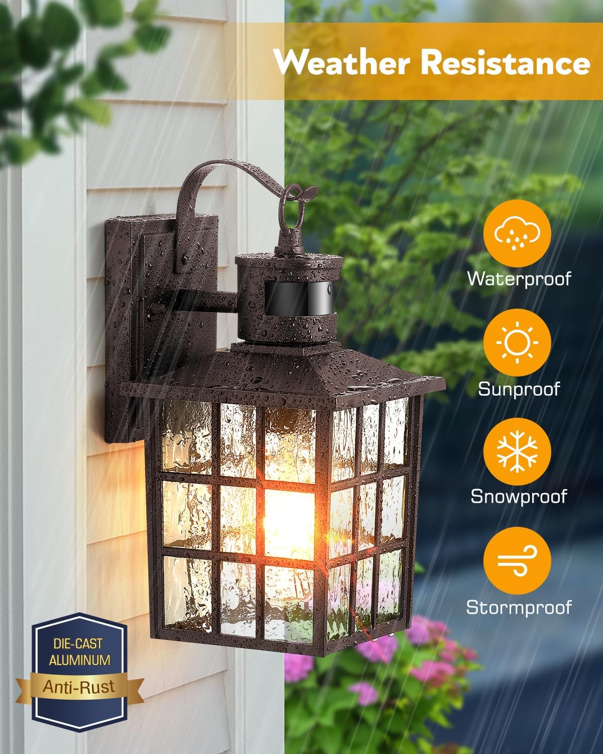 VIANIS 2 Pack Motion Sensor Outdoor Lights for House, Oil Rubbed Bronze Farmhouse Outdoor Porch Lights Wall Mount, 100% Aluminum Exterior Sconce Lights for Coach, Outdoor Garage Lighting Fixtures