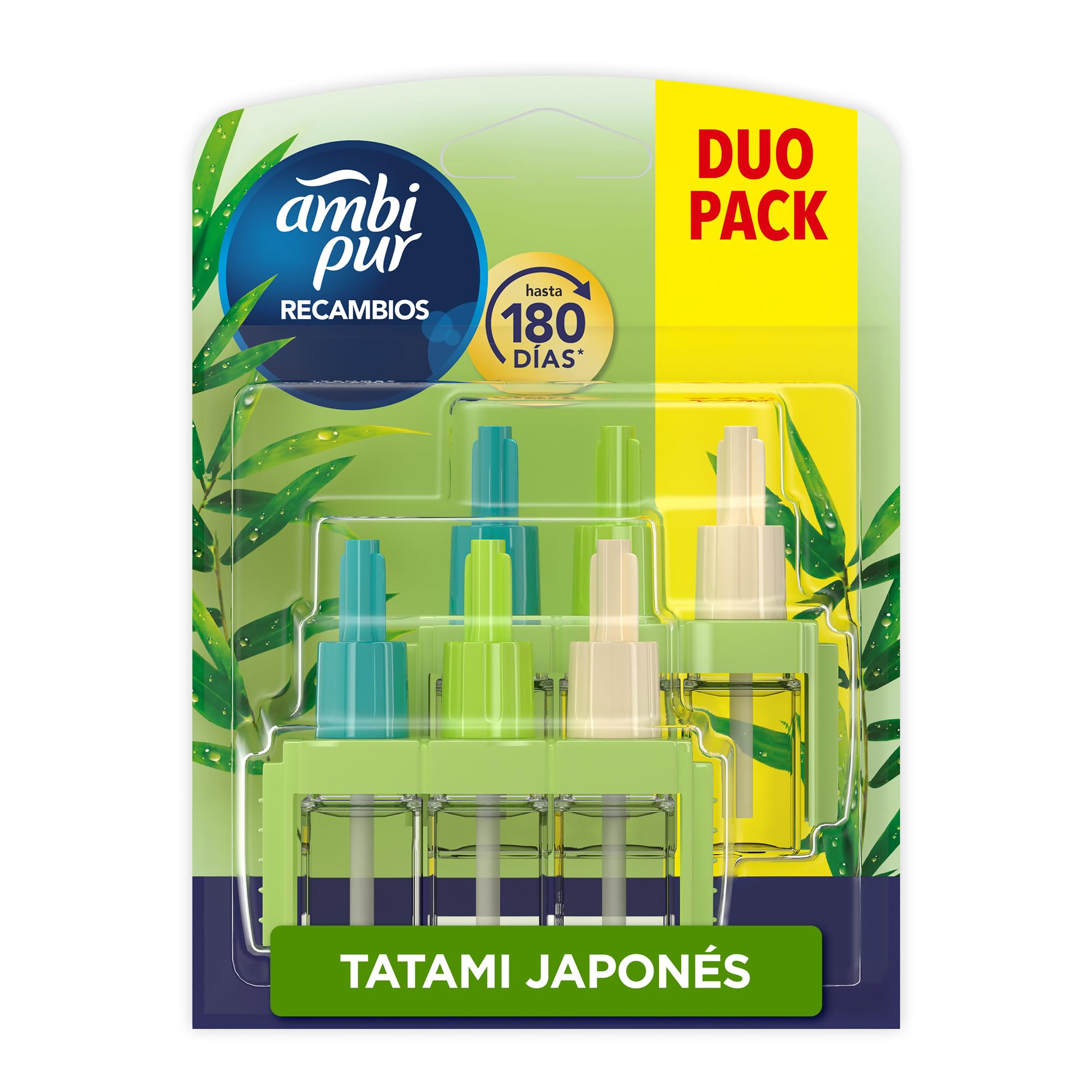 Ambipur 3Volution Tatami Japonés Recambio De Ambientador Electrico 2 X 20 ml, 3 Aromas Que Se Alternan Para Eliminar Olores, El embalaje puede variar