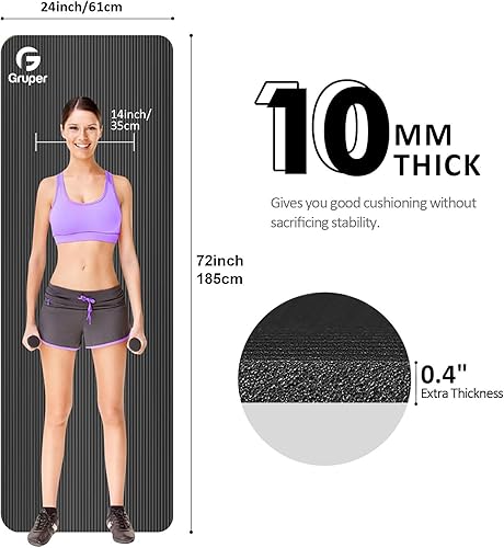 Miniatura 2 de Esterilla de yoga antideslizante NBR gruesa, 72 pulgadas de largo x 32 pulgadas24 pulgadas de ancho x 0.6 pulgadas de grosor (72.8 in x 31.5 in24.0
