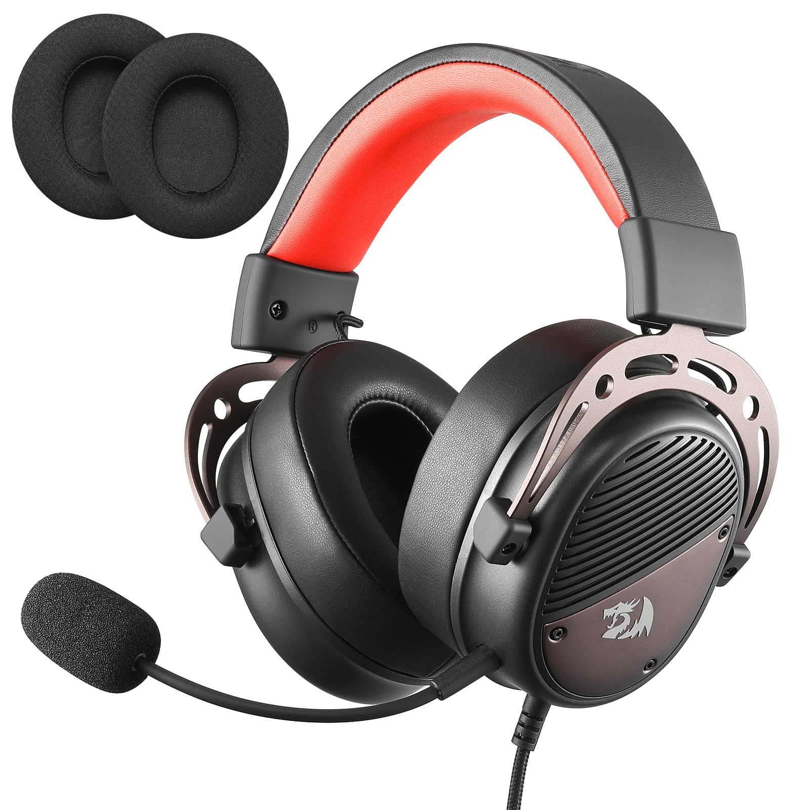 Redragon H730 Auriculares Gaming USB Cableados Drivers 53mm | Sonido Espacial 360° Micrófono Desmontable Cancelación Ruido Almohadillas Magnéticas Reemplazables