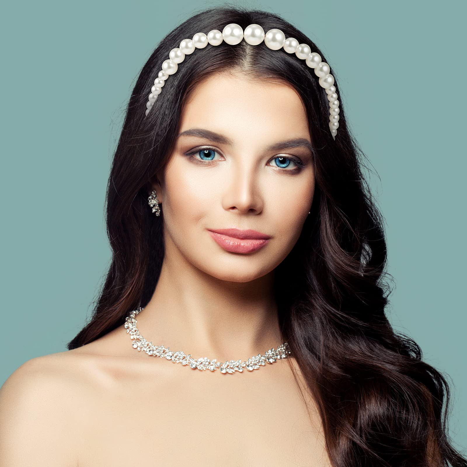 3 Fasce Per Capelli Con Perle Finte Bianche - Cerchietti Imbottiti Sposa, Accessori Eleganti Per Donne E Ragazze, Fermacapelli Largo Per Acconciature