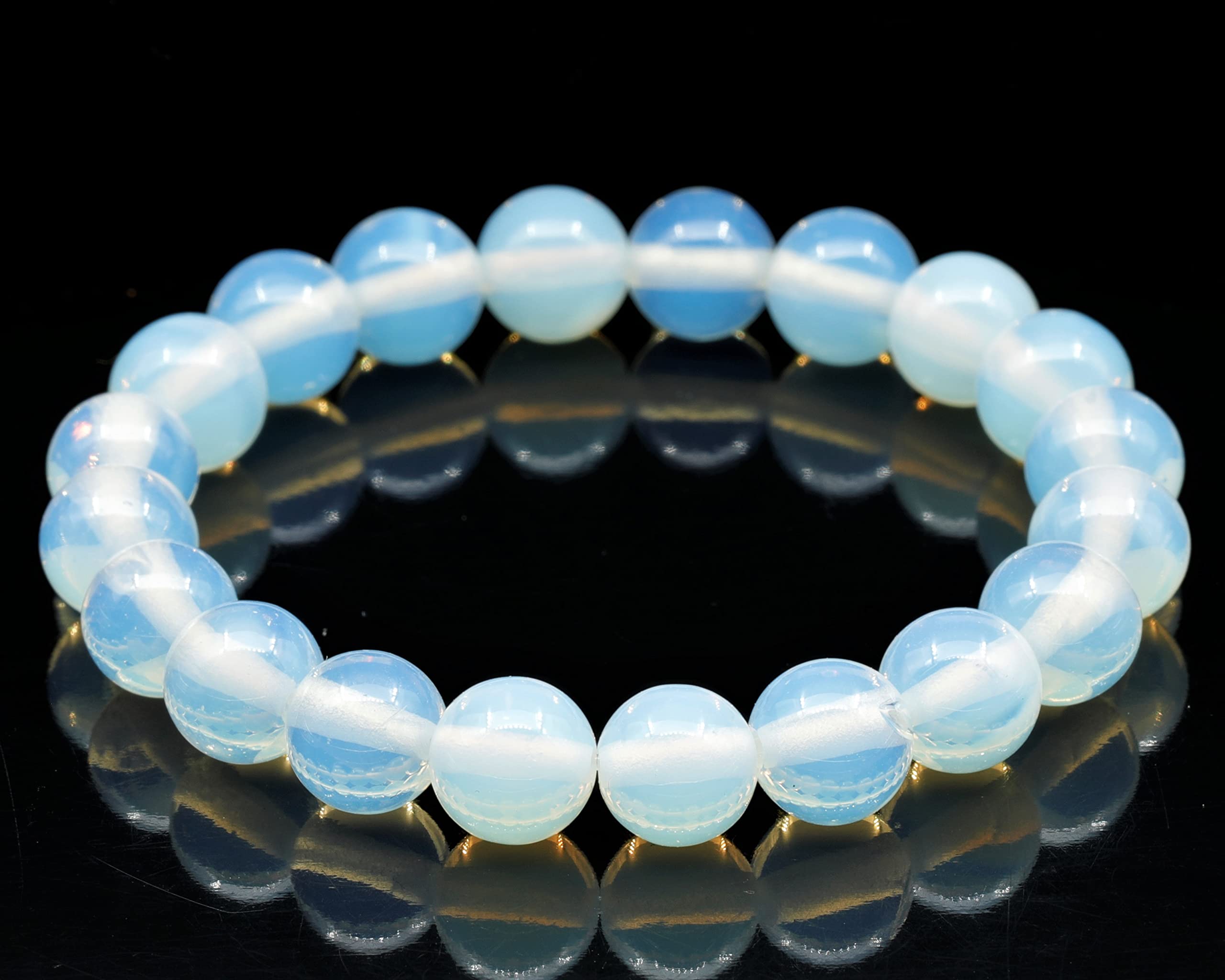 Braccialetto di perle di opalite naturale, braccialetto di cristallo bianco genuino, braccialetto del cancro, braccialetto elastico della pietra preziosa, perline 8mm, gioielli di moda.