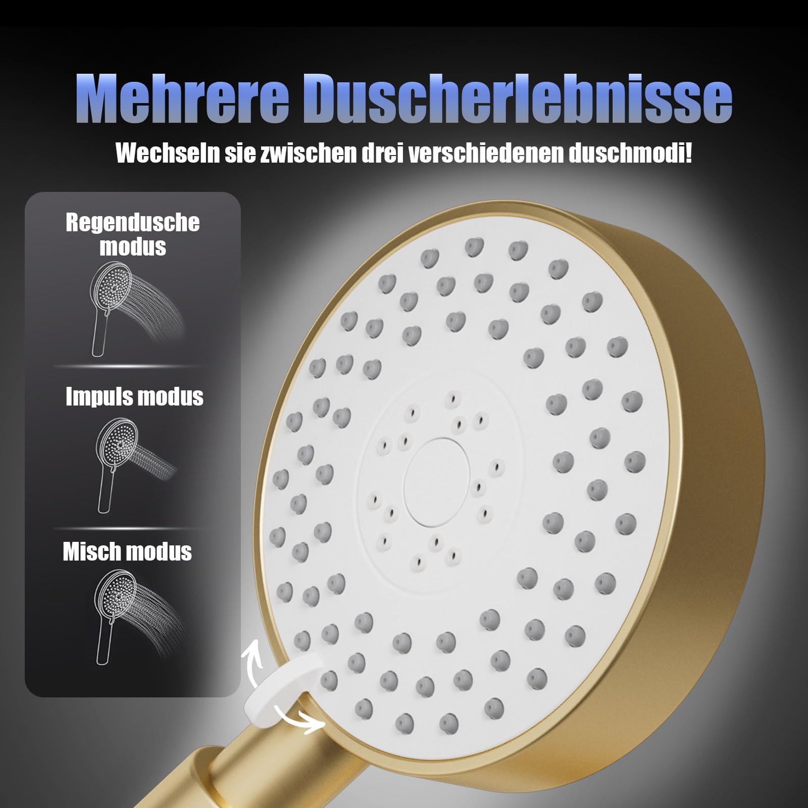 System prysznica deszczowego 23 cm z mosiężną baterią, Clete d 3-funkcyjny ręczny zestaw prysznicowy, regulowana kolumna prysznicowa, luksusowa modernizacja łazienki, nowoczesna głowica prysznicowa do