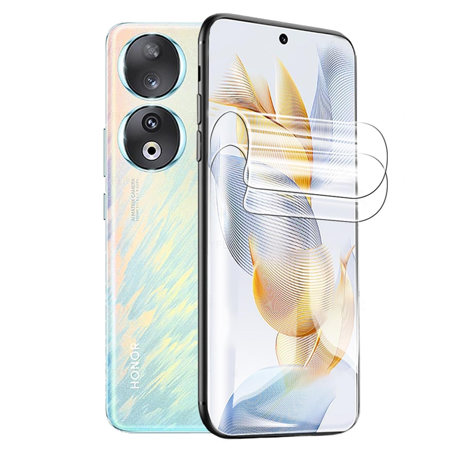 KASTWAVE 2-Pack Hydrog Flexible Screen Protector for Honor 90 - Front & Back Protection Film (6.7 inch, Non-Tempered Glass)