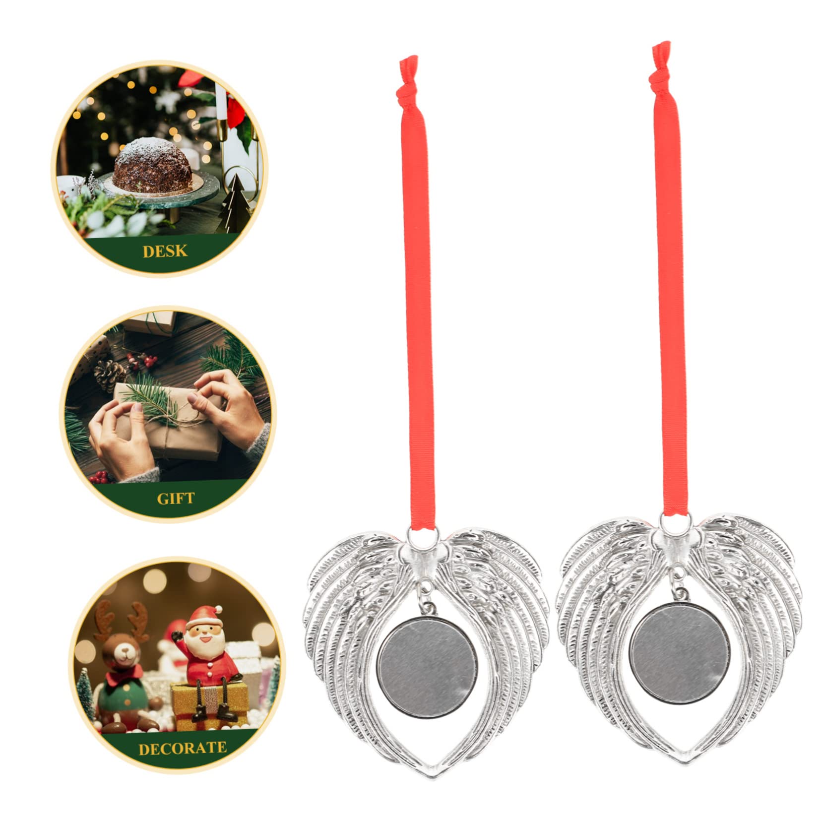 Alipis 18 Piezas Colgante De Alas De Ángel Colgante De Árbol De Navidad s De Sublimación De Navidad Personalizado De Sublimación Adornos De Recuerdo Escena De Navidad