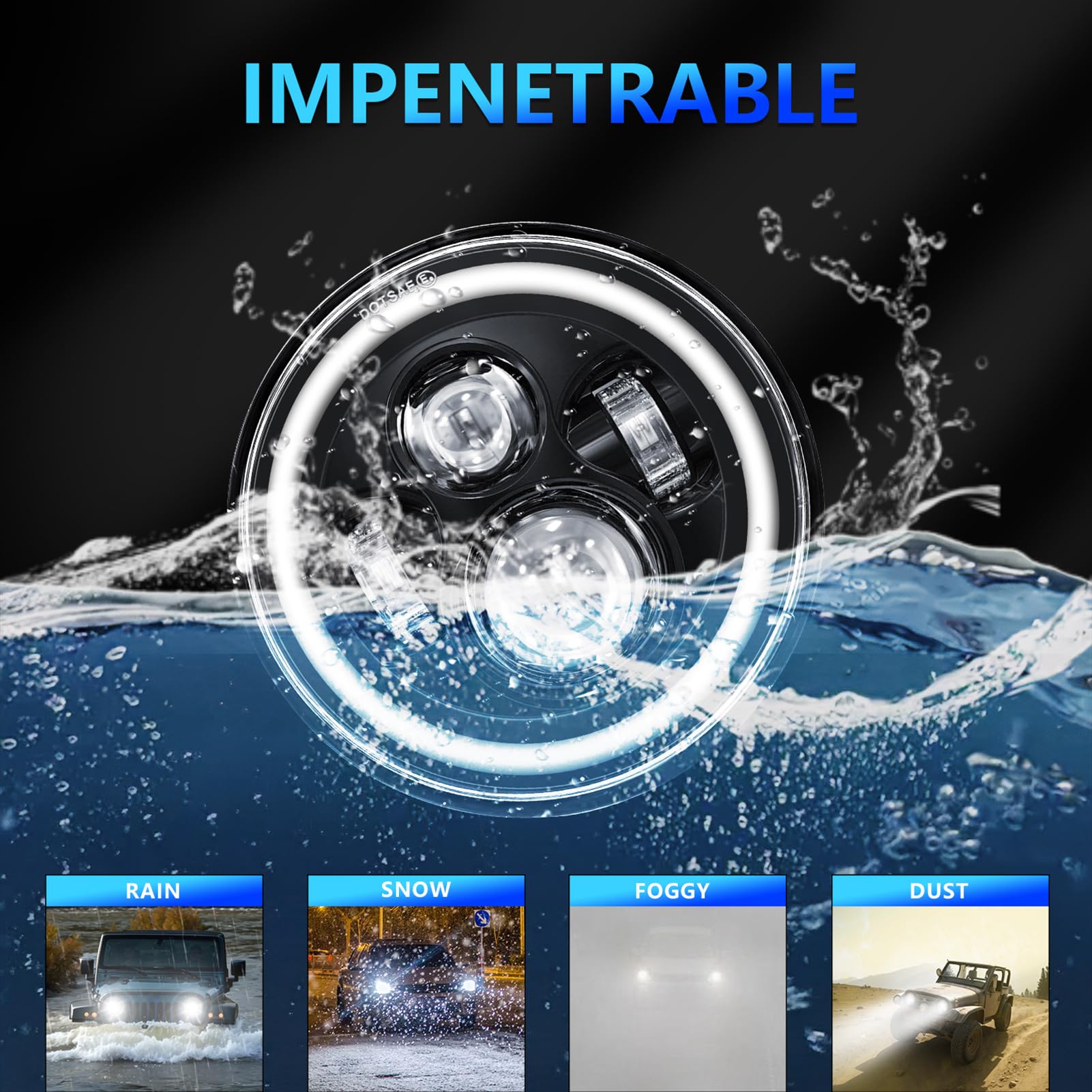 Amazon | Xtahdge 7 インチ LED ヘッドライト丸型ヘッドライト、ハイ