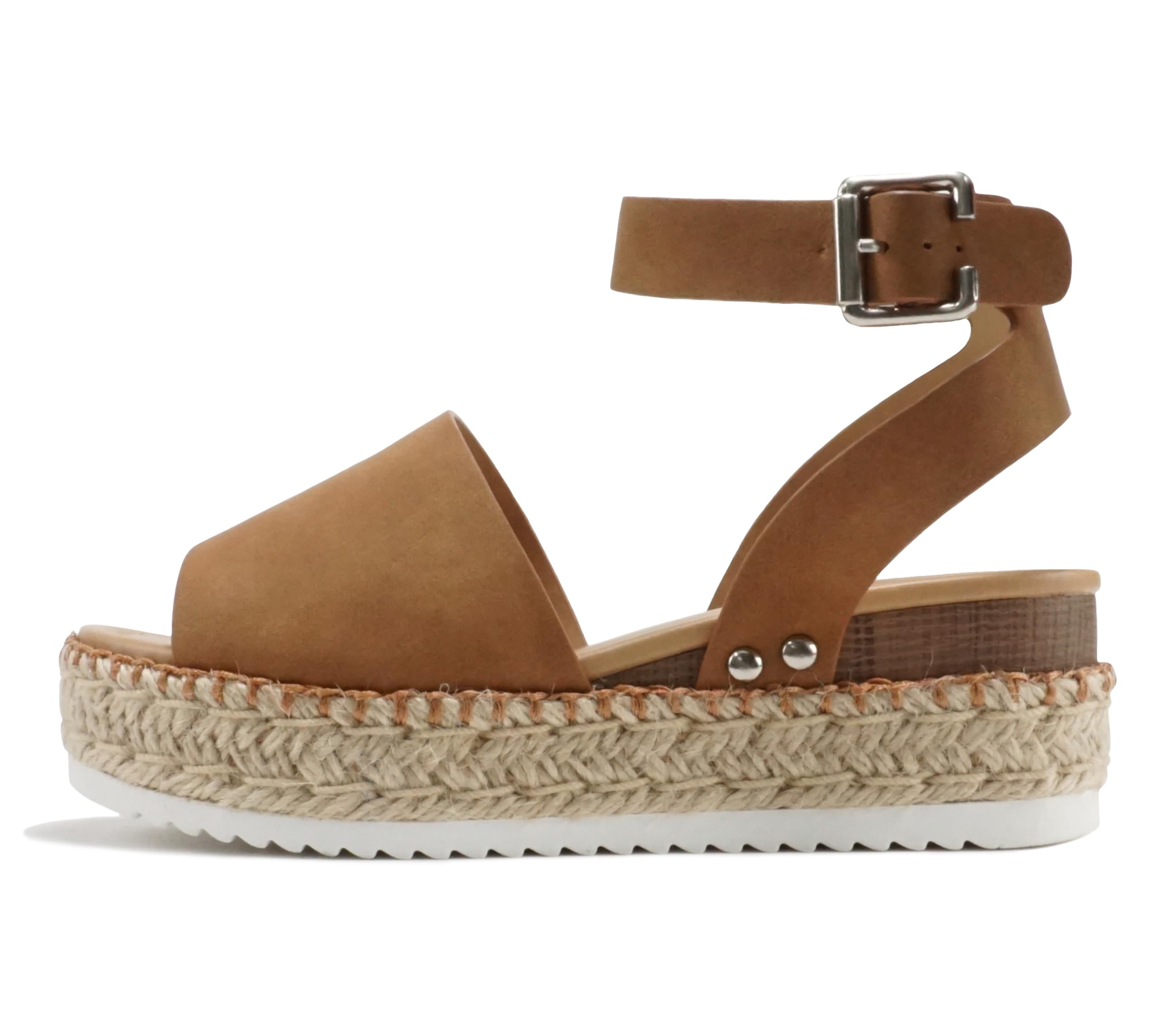 Soda Topic Open Toe Buckle Ankle Strap Espadrilles Flatform Wedge Casual  Sandal