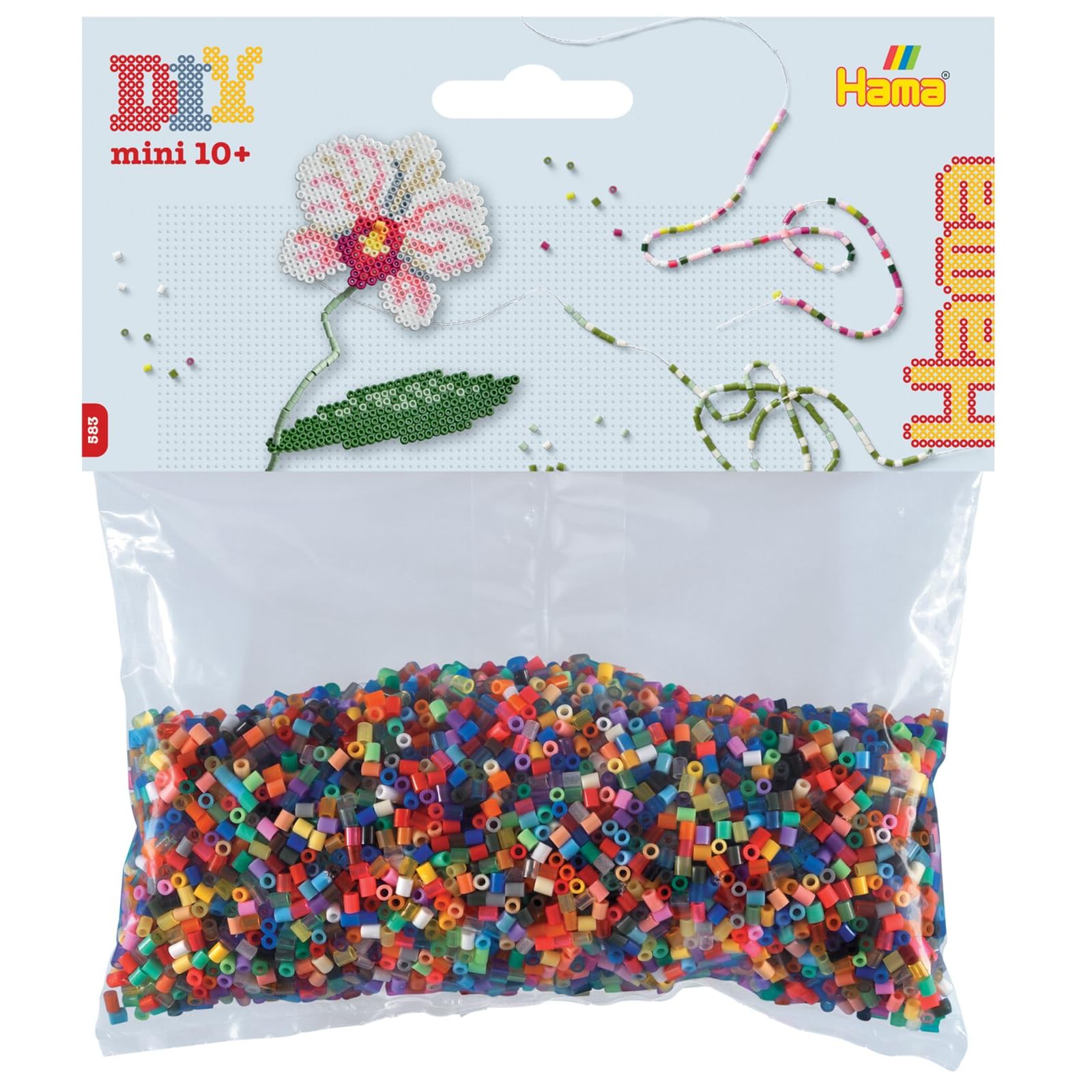 Hama Perły 583 koraliki do prasowania, worek z ok. 7500 mini koralikami do majsterkowania o średnicy 2,5 mm, w kolorowej mieszance z 64 kolorami, kreatywna zabawa dla dużych i małych