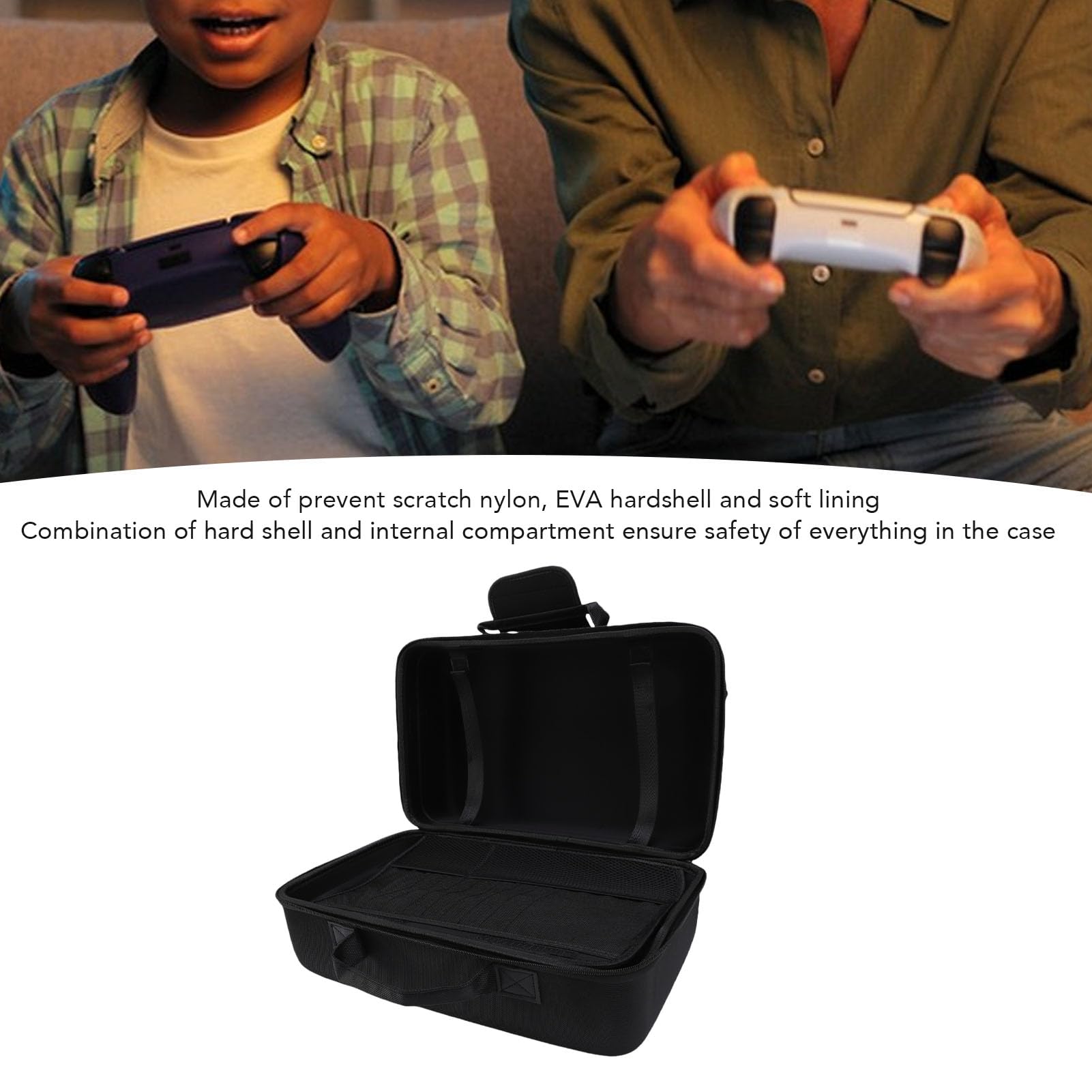 Console di Gioco Case Guscio Duro, Console Gioco Nylon Eva Water Eva Borse da Trasporto per le Cuffie del Controller per Accessori (BLACK)