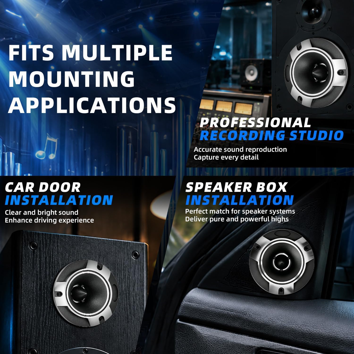 3.8 Inch Titanium Bullet Tweeters 600W 4 Ohm Car Audio Tweeters